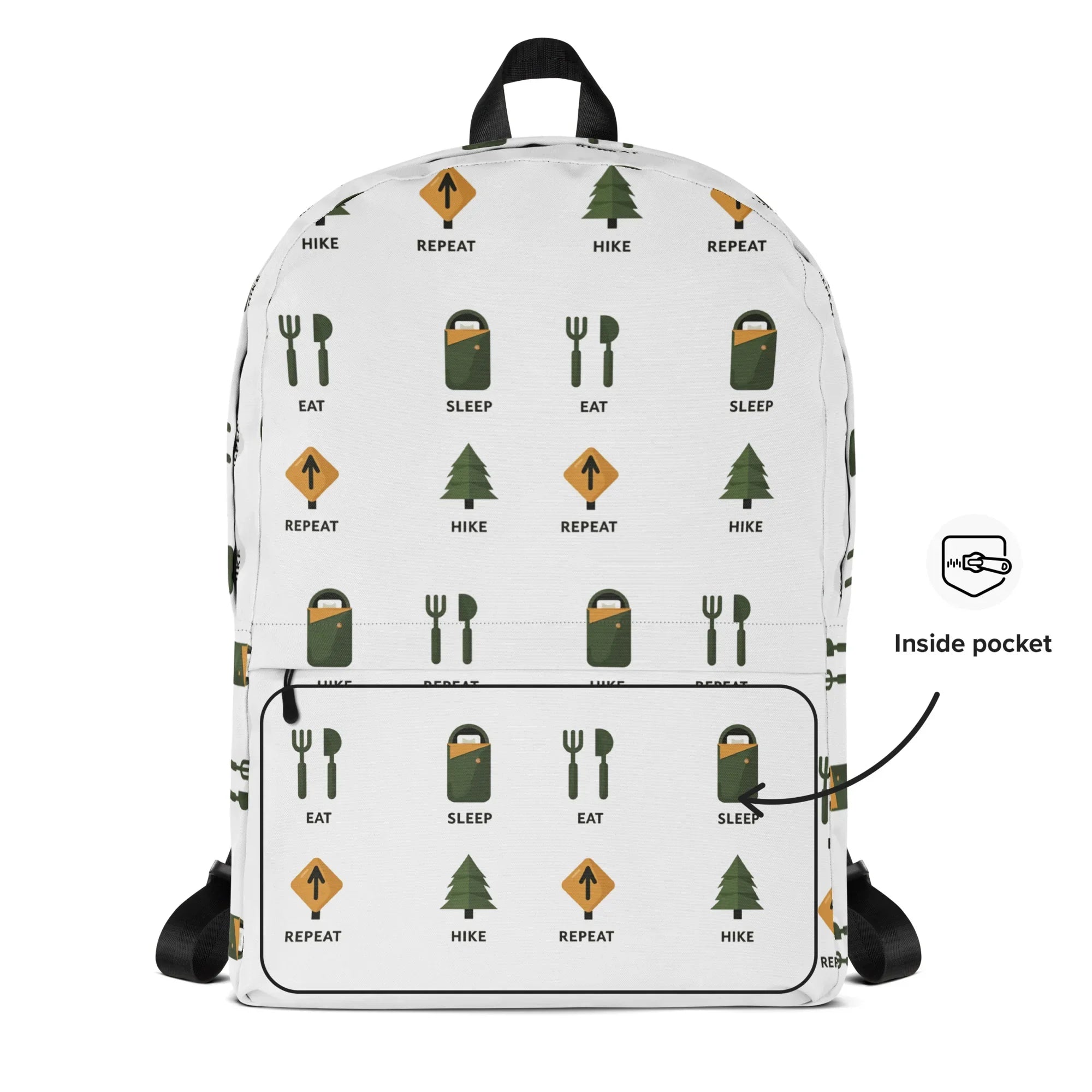 Sleep Eat Hike Repeat Backpack – Minimalist Hiking Icons - RaZits
