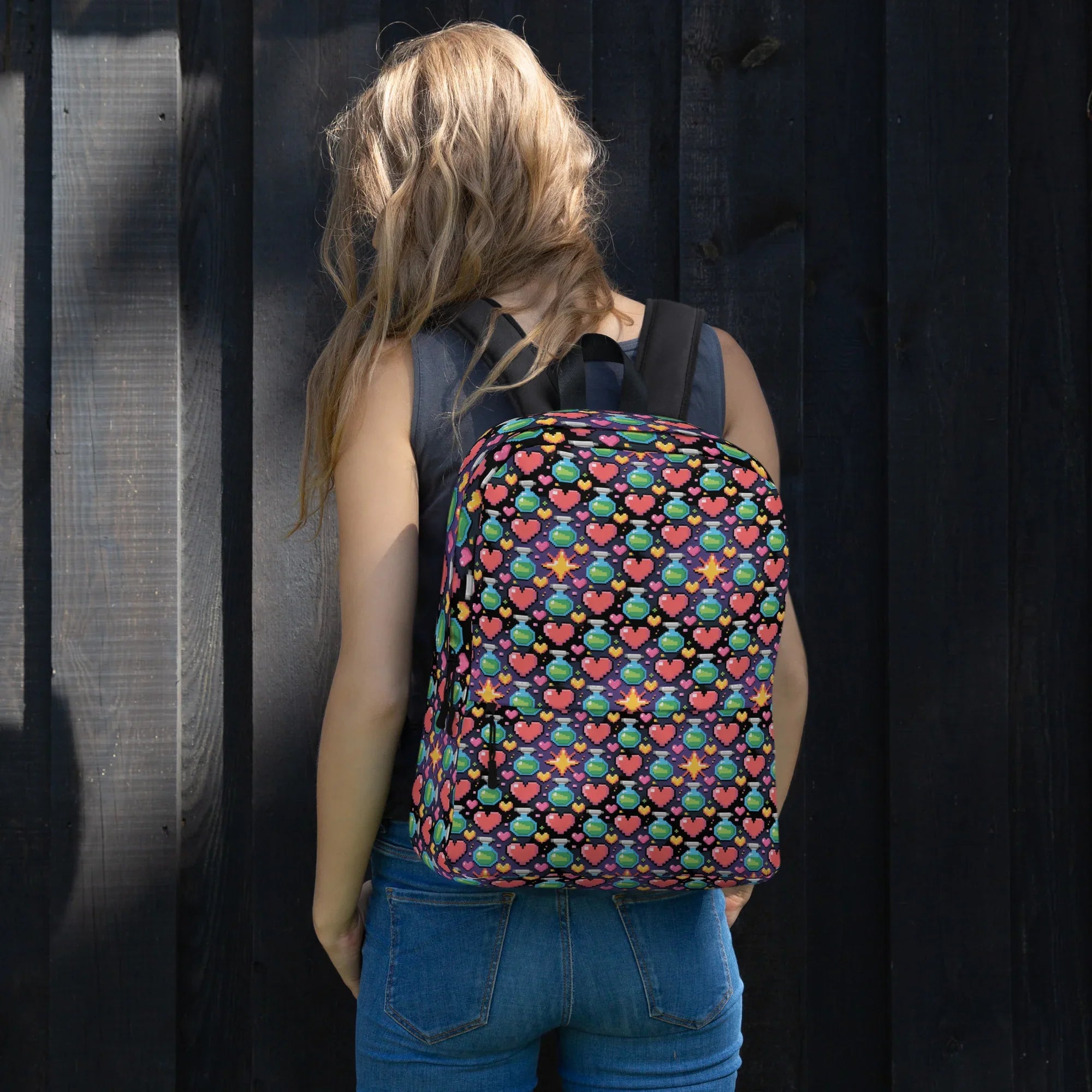Pixel Hearts & Potions Retro Gaming Backpack - RaZits