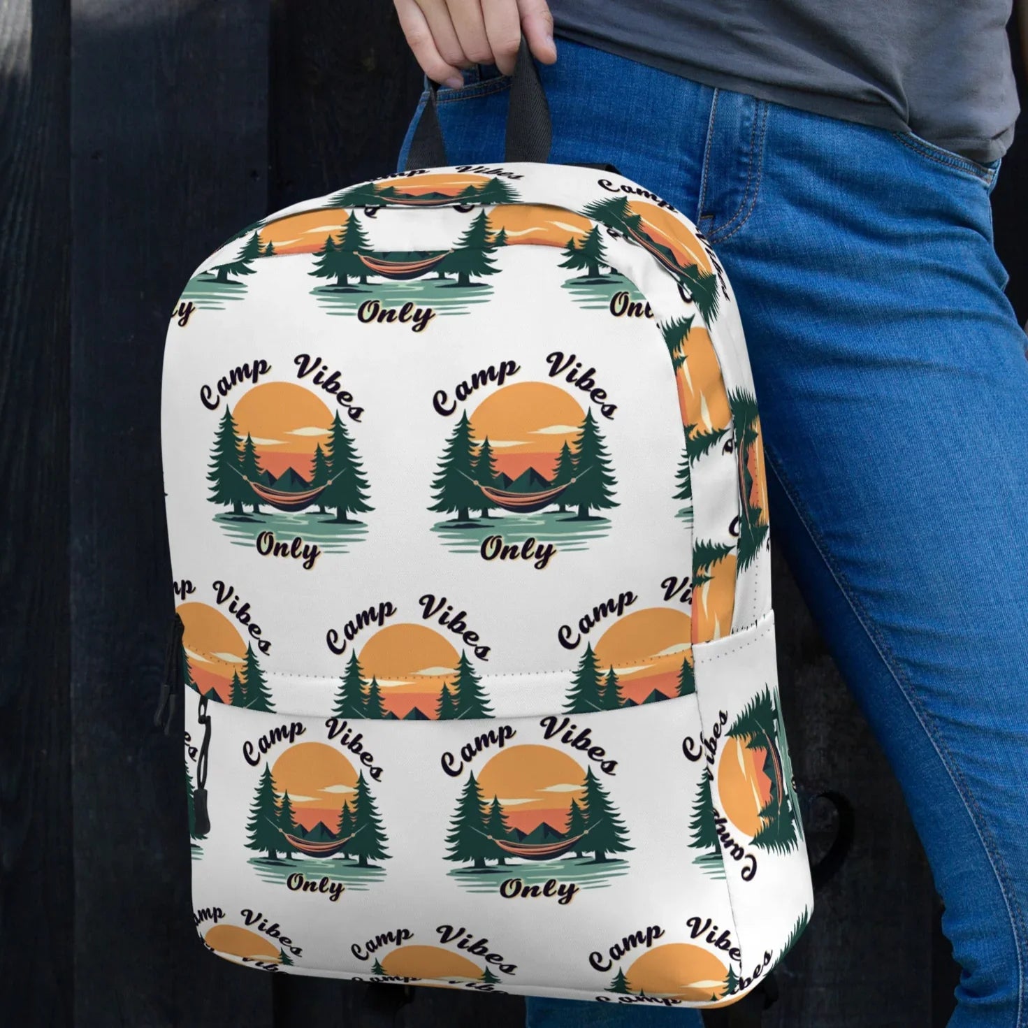 Camp Vibes Only Backpack – Retro Sunset Hammock Print - RaZits