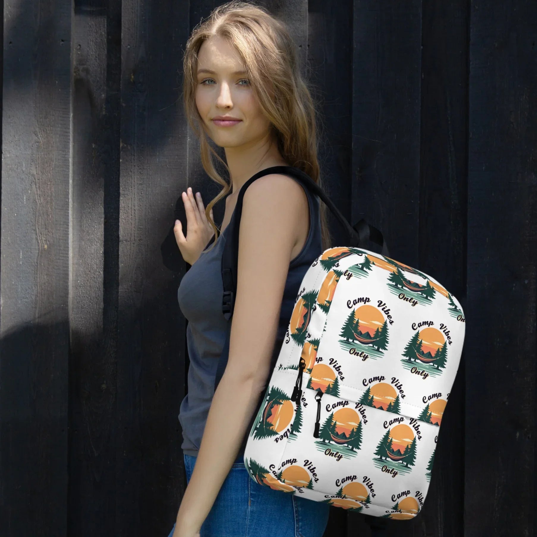 Camp Vibes Only Backpack – Retro Sunset Hammock Print - RaZits