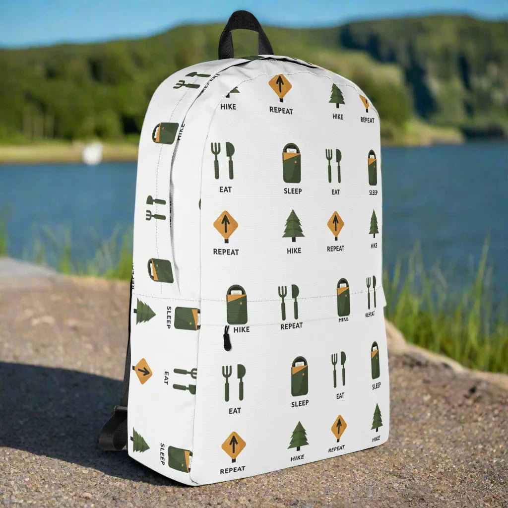 Sleep Eat Hike Repeat Backpack – Minimalist Hiking Icons - RaZits