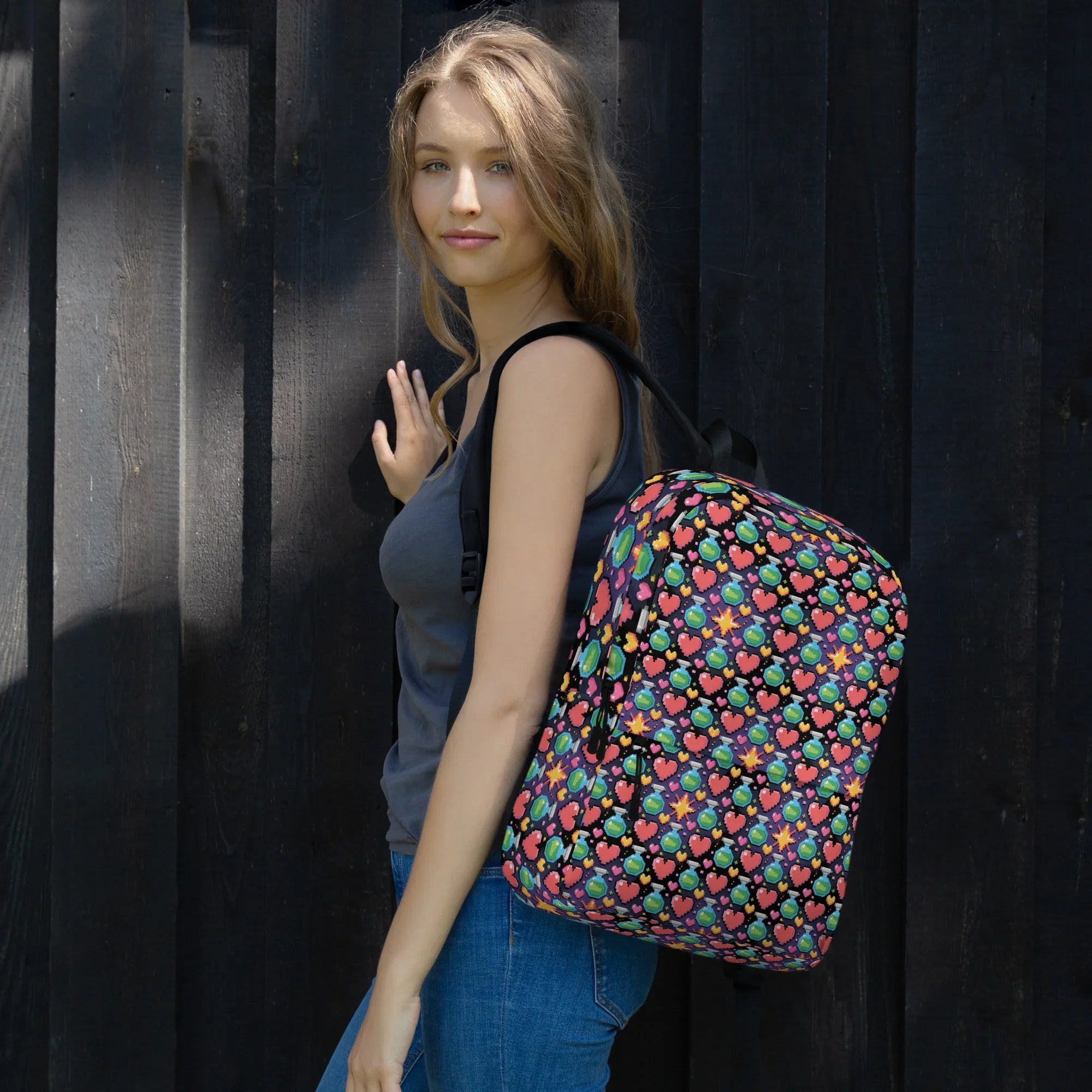 Pixel Hearts & Potions Retro Gaming Backpack - RaZits