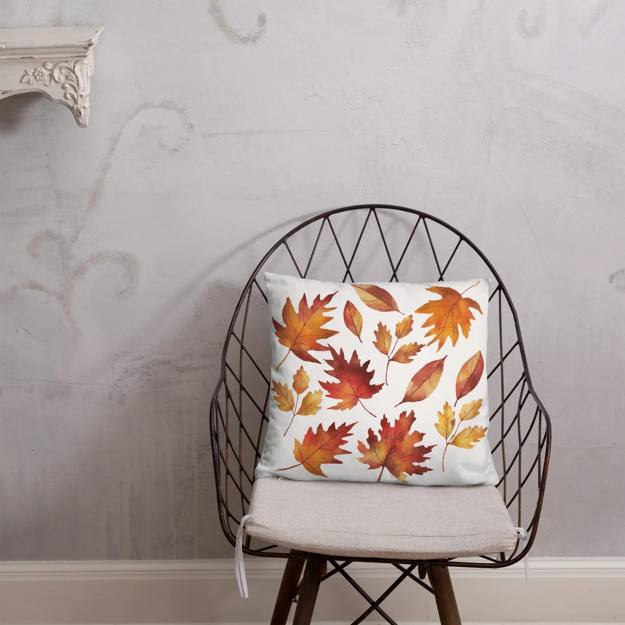 Fall Leaves Throw Pillow – Watercolor Autumn Leaf Print | Cozy Seasonal Cushion for Rustic & Thanksgiving Decor - RaZits