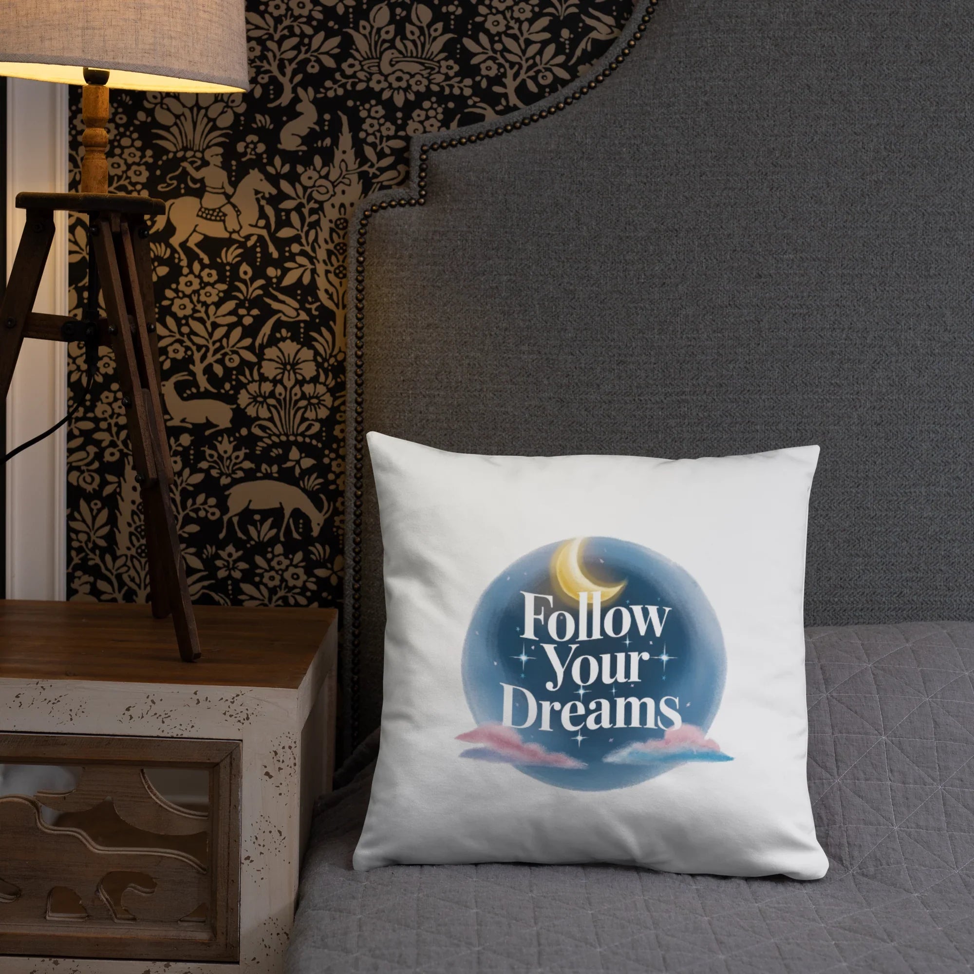 Follow Your Dreams Pillow – Celestial Quote Cushion - RaZits