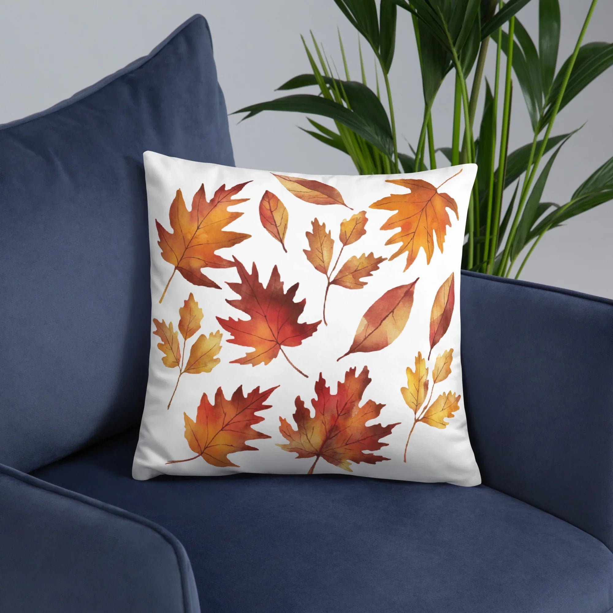 Fall Leaves Throw Pillow – Watercolor Autumn Leaf Print | Cozy Seasonal Cushion for Rustic & Thanksgiving Decor - RaZits