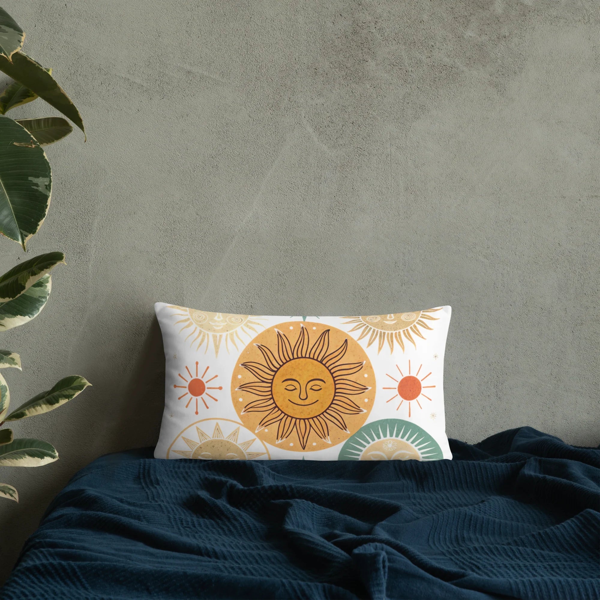 Celestial Sun Throw Pillow – Retro Boho Sun & Star Design | Mystical Astrology-Inspired Home Decor - RaZits