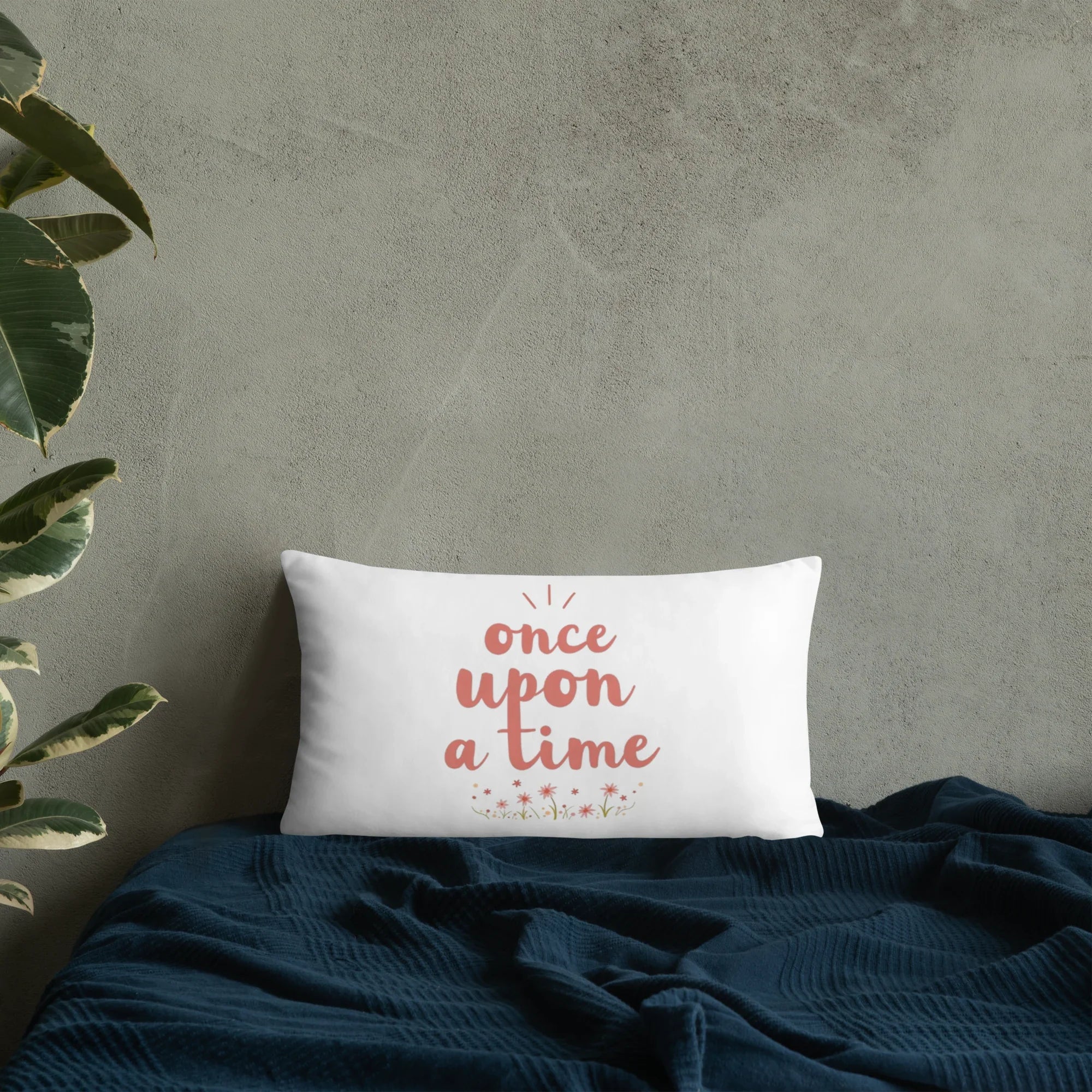Once Upon a Time Throw Pillow – Whimsical Storybook Quote with Floral Design | Nursery & Reading Nook Decor - RaZits