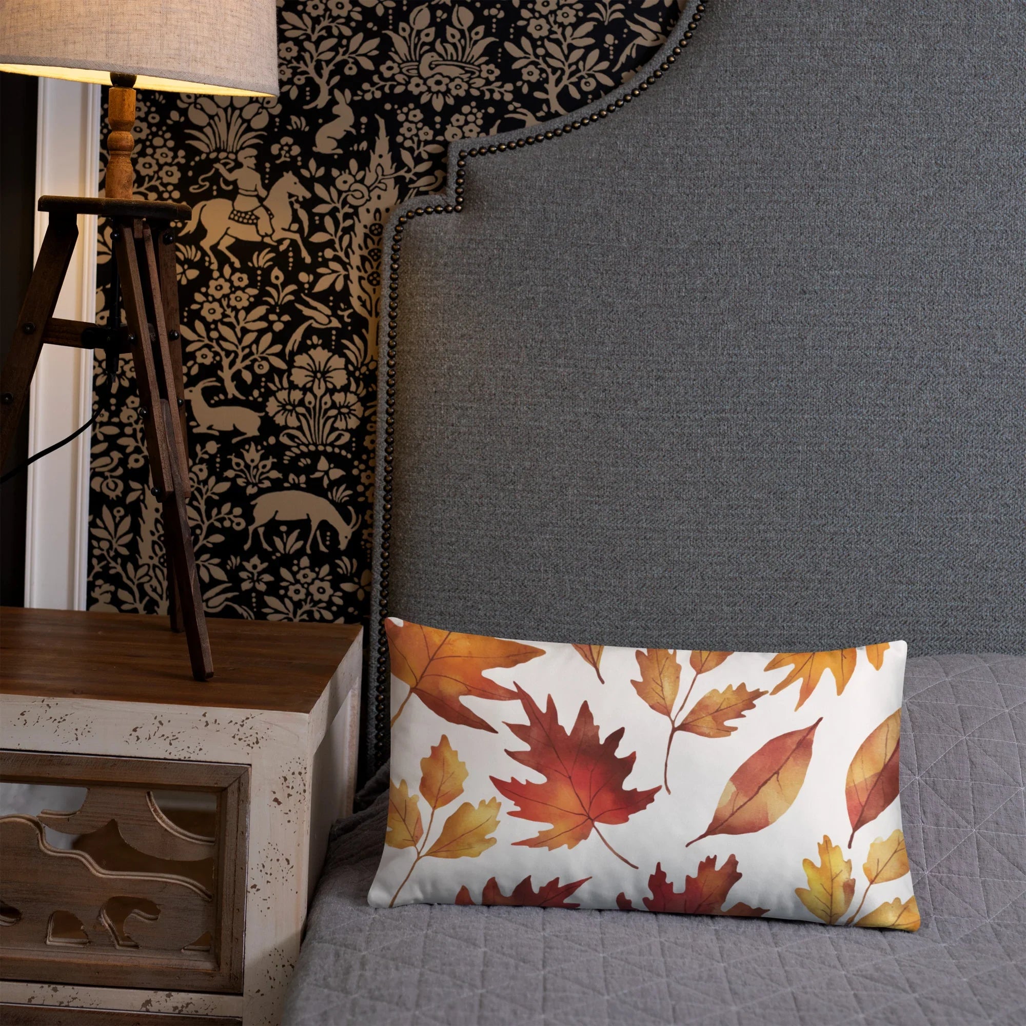 Fall Leaves Throw Pillow – Watercolor Autumn Leaf Print | Cozy Seasonal Cushion for Rustic & Thanksgiving Decor - RaZits