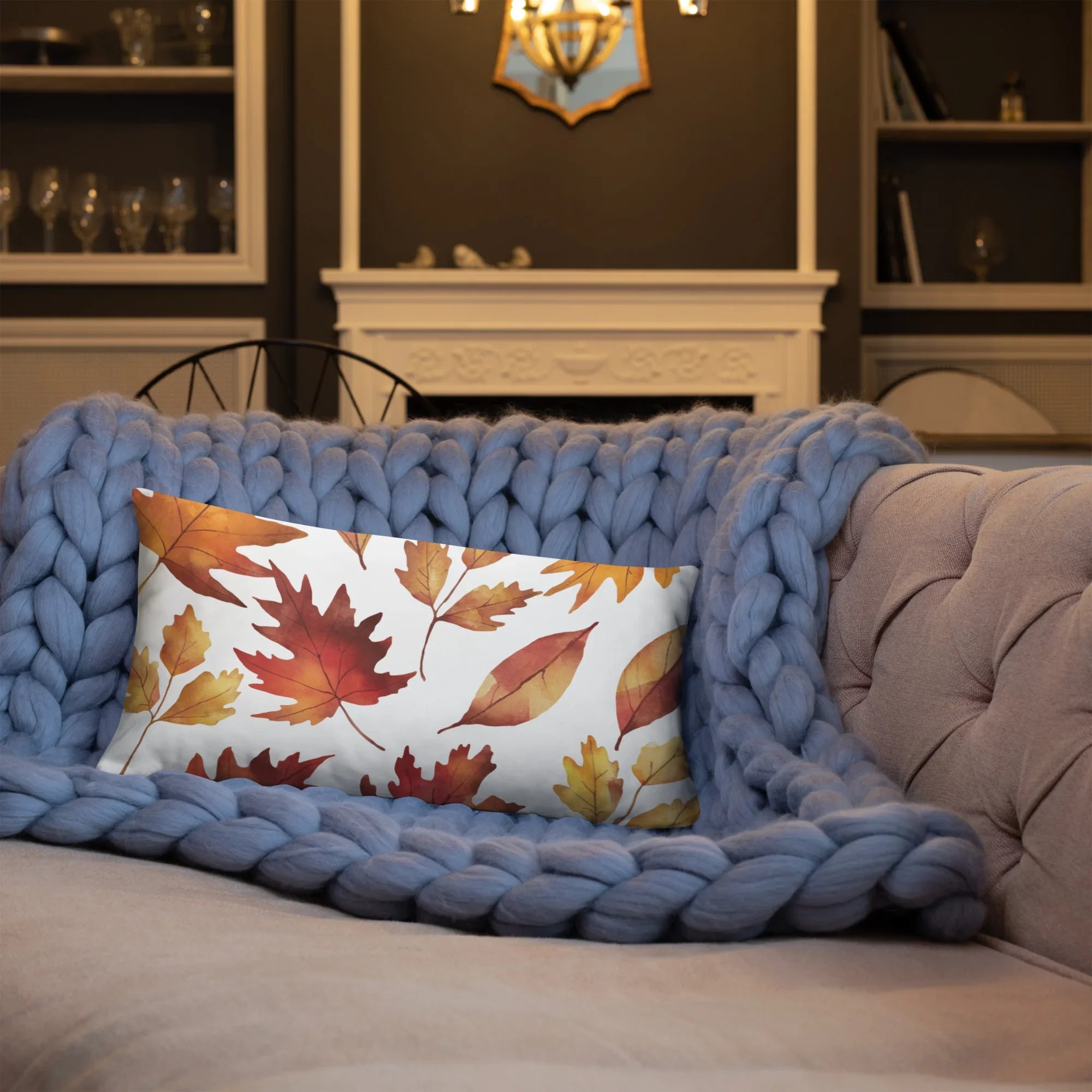 Fall Leaves Throw Pillow – Watercolor Autumn Leaf Print | Cozy Seasonal Cushion for Rustic & Thanksgiving Decor - RaZits
