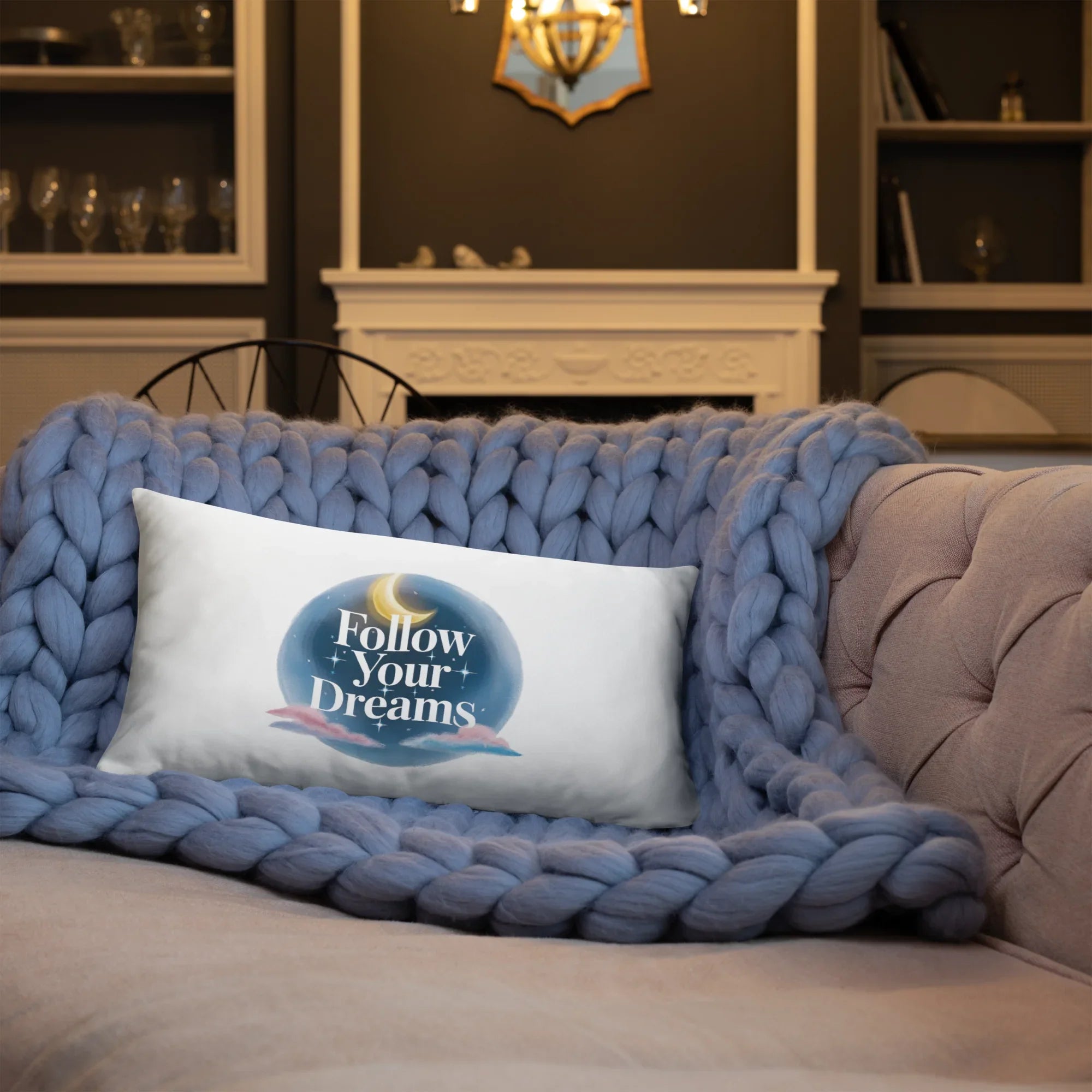 Follow Your Dreams Pillow – Celestial Quote Cushion - RaZits