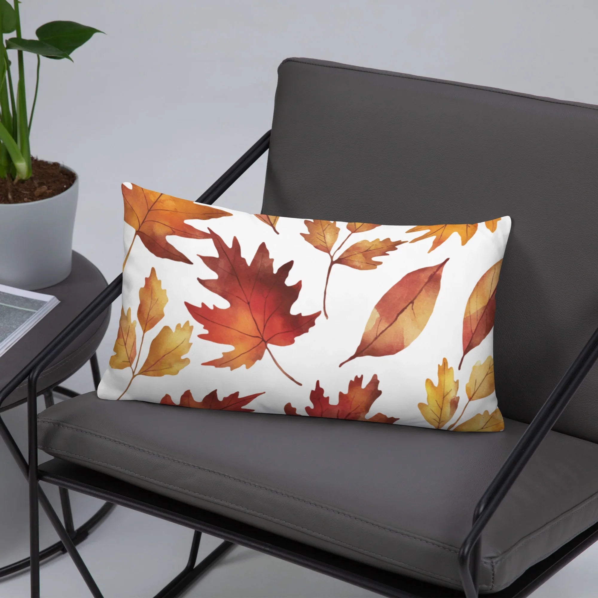 Fall Leaves Throw Pillow – Watercolor Autumn Leaf Print | Cozy Seasonal Cushion for Rustic & Thanksgiving Decor - RaZits