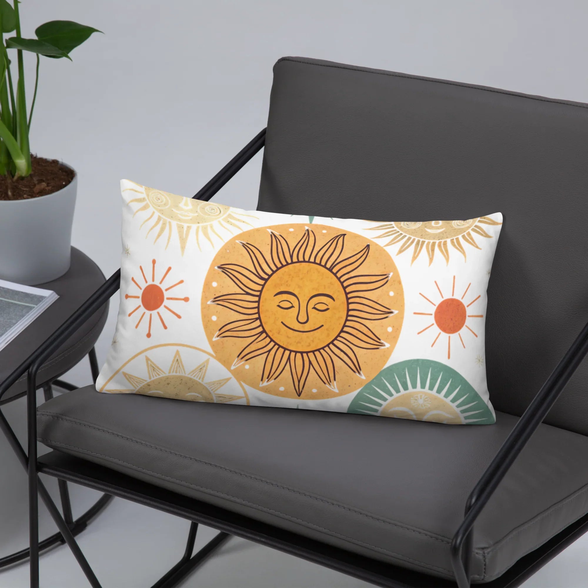 Celestial Sun Throw Pillow – Retro Boho Sun & Star Design | Mystical Astrology-Inspired Home Decor - RaZits