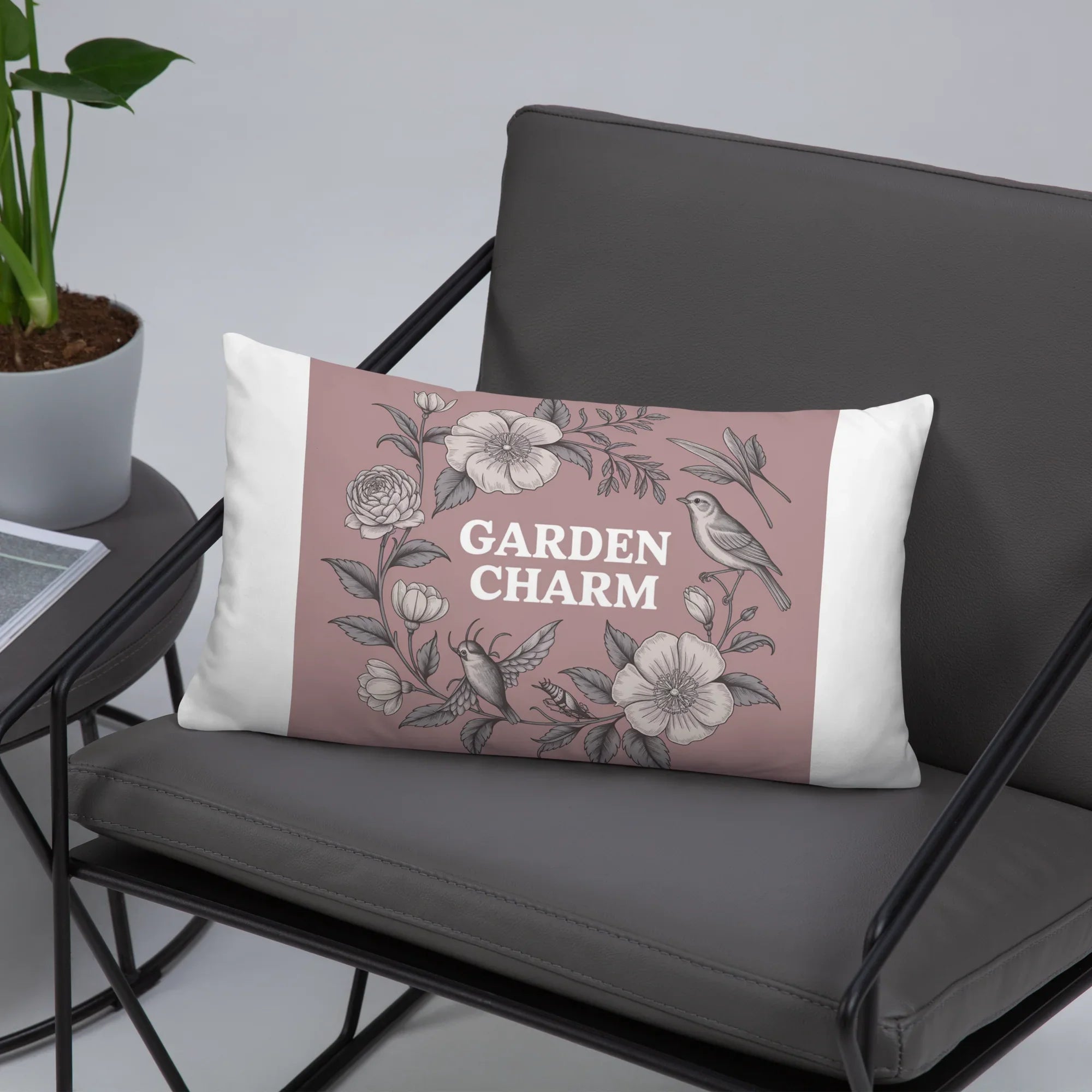 Garden Charm Throw Pillow – Vintage Botanical Floral Design with Birds | Cottagecore & Romantic Nature-Inspired Decor - RaZits