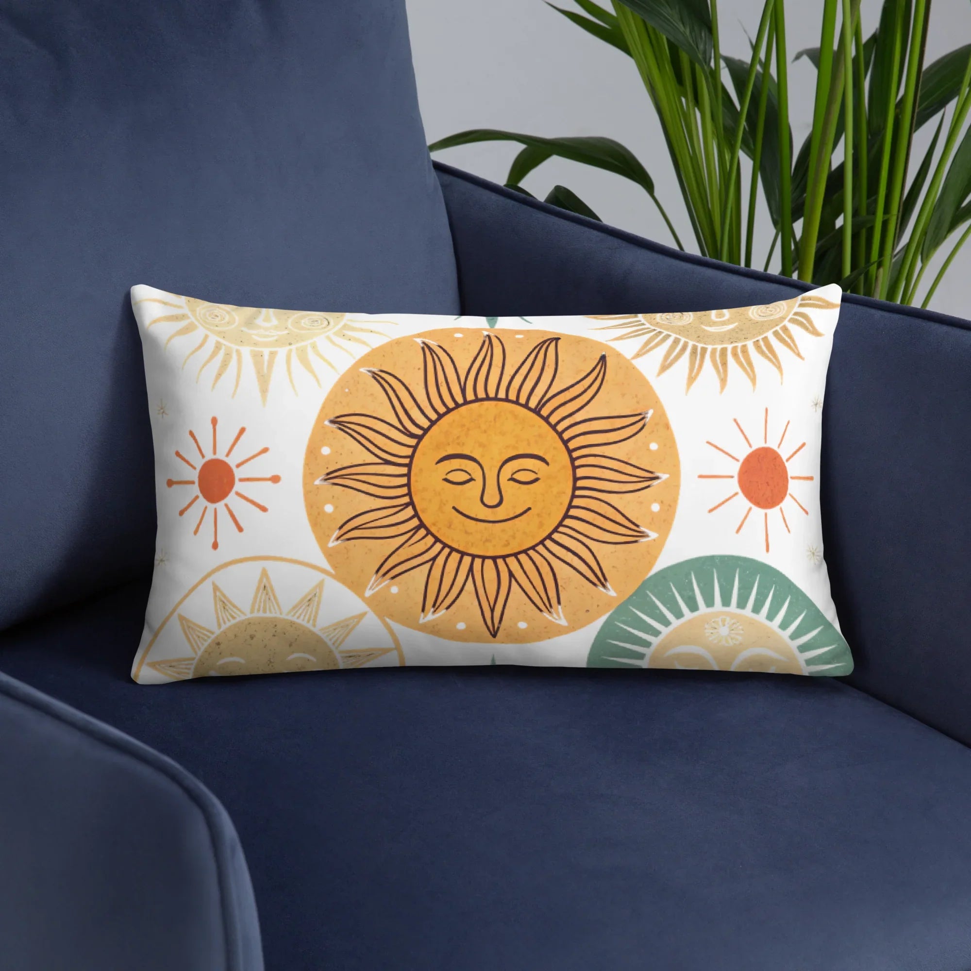 Celestial Sun Throw Pillow – Retro Boho Sun & Star Design | Mystical Astrology-Inspired Home Decor - RaZits