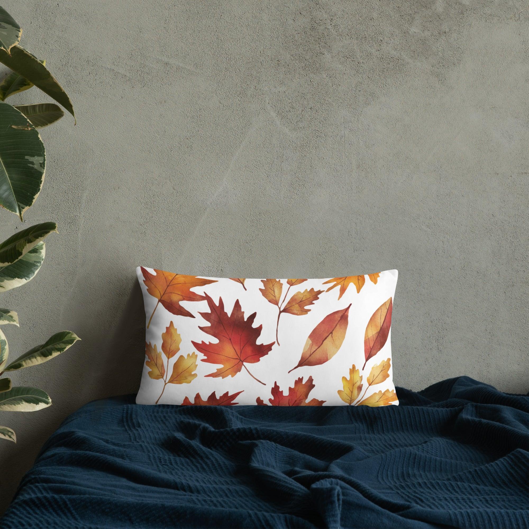 Fall Leaves Throw Pillow – Watercolor Autumn Leaf Print | Cozy Seasonal Cushion for Rustic & Thanksgiving Decor - RaZits
