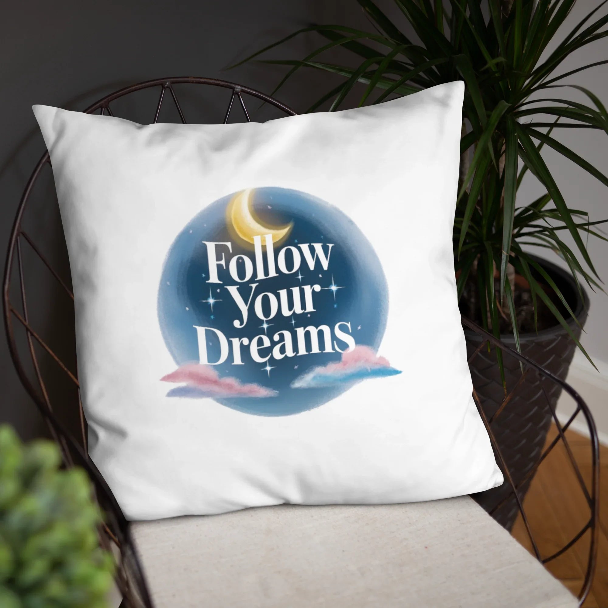 Follow Your Dreams Pillow – Celestial Quote Cushion - RaZits