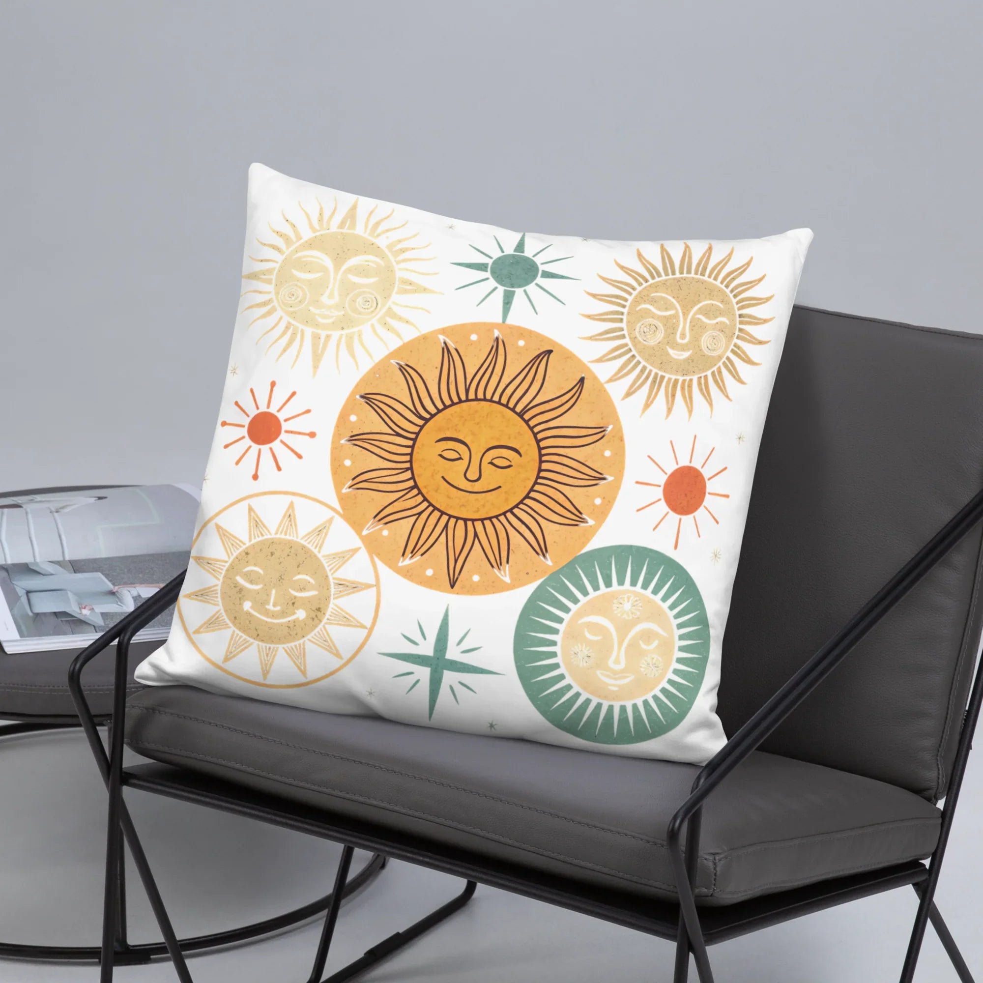 Celestial Sun Throw Pillow – Retro Boho Sun & Star Design | Mystical Astrology-Inspired Home Decor - RaZits