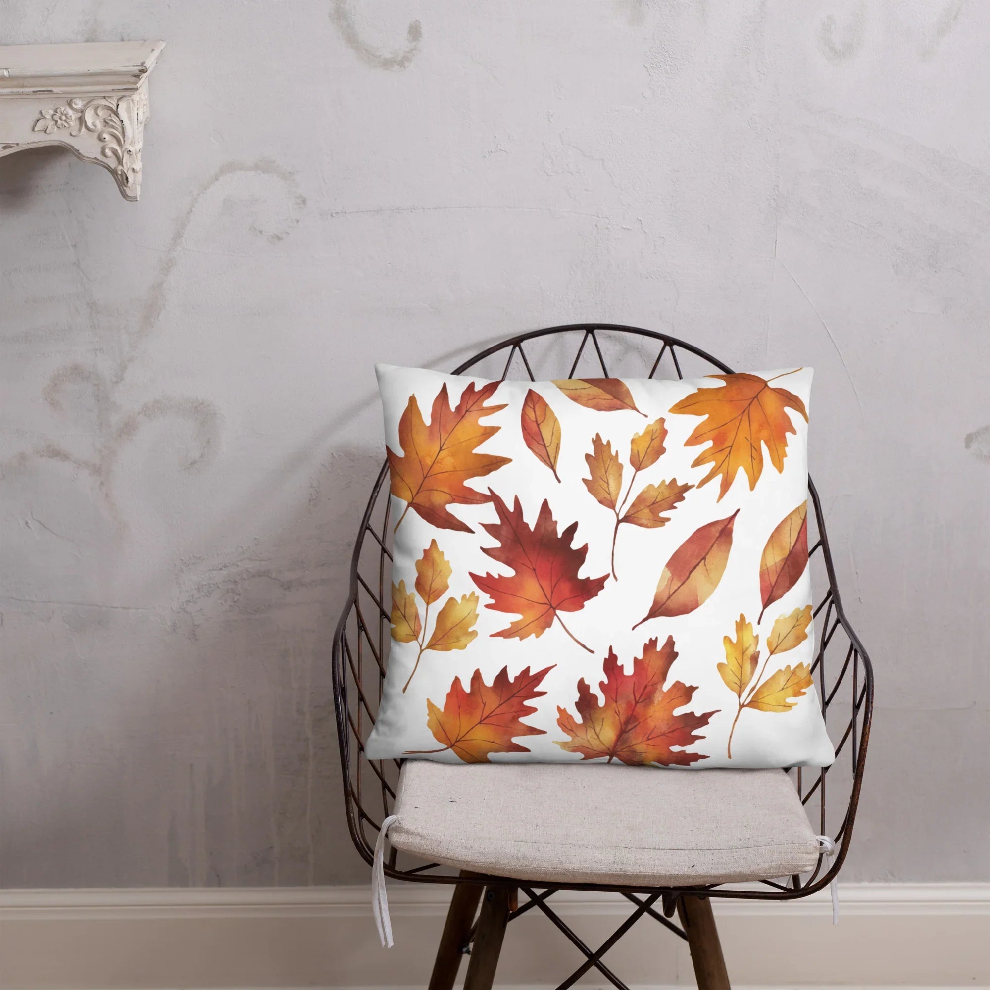 Fall Leaves Throw Pillow – Watercolor Autumn Leaf Print | Cozy Seasonal Cushion for Rustic & Thanksgiving Decor - RaZits