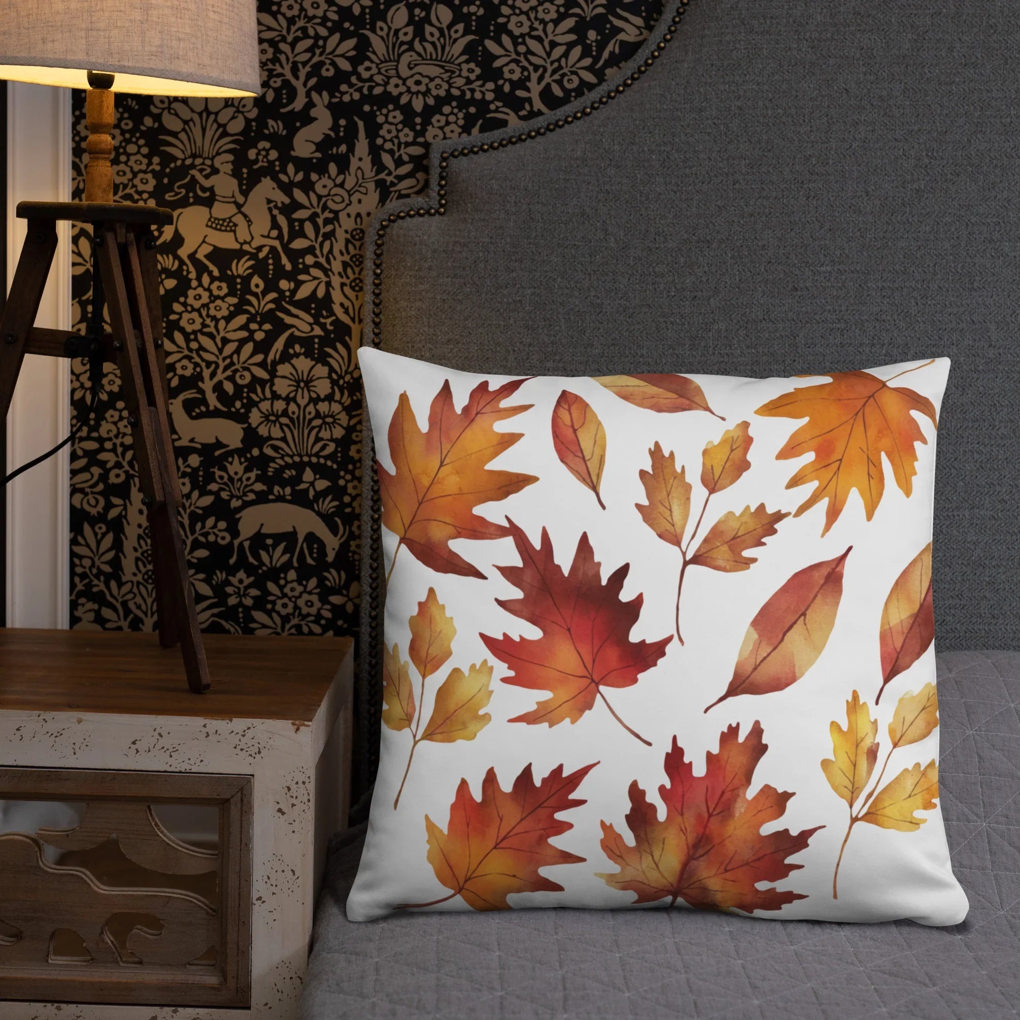 Fall Leaves Throw Pillow – Watercolor Autumn Leaf Print | Cozy Seasonal Cushion for Rustic & Thanksgiving Decor - RaZits