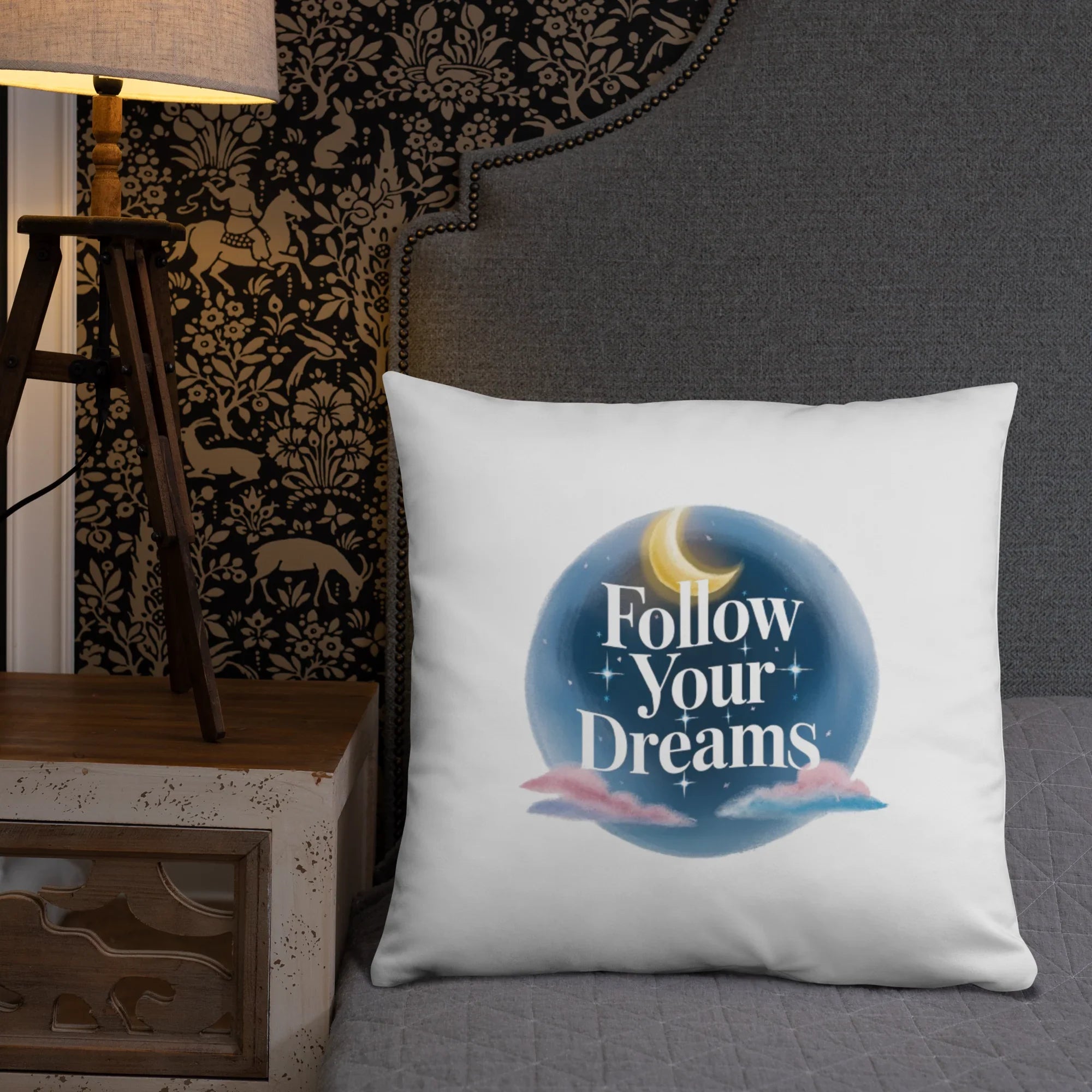 Follow Your Dreams Pillow – Celestial Quote Cushion - RaZits