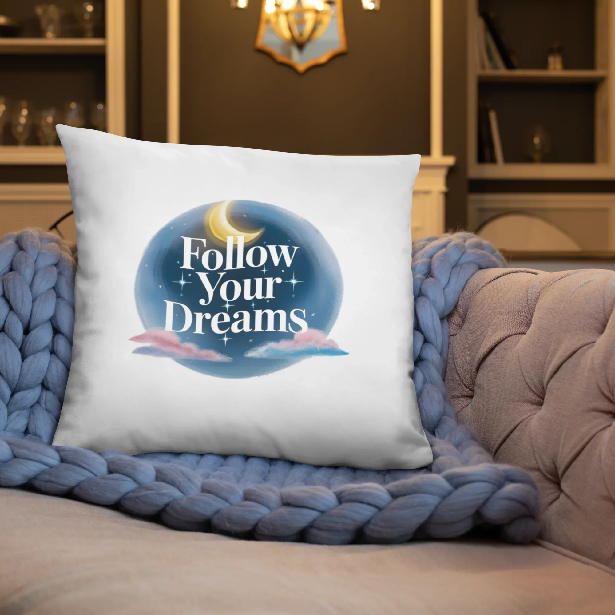 Follow Your Dreams Pillow – Celestial Quote Cushion - RaZits
