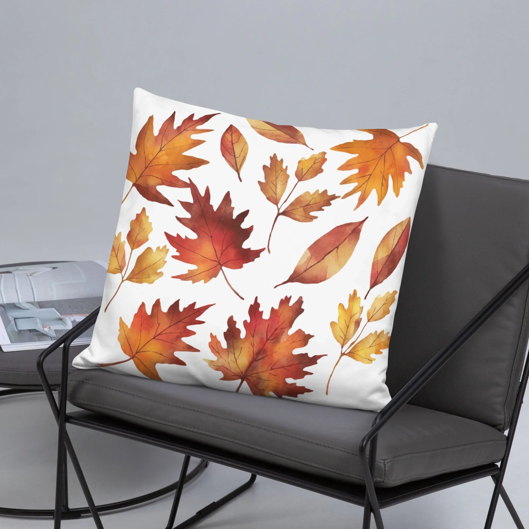 Fall Leaves Throw Pillow – Watercolor Autumn Leaf Print | Cozy Seasonal Cushion for Rustic & Thanksgiving Decor - RaZits