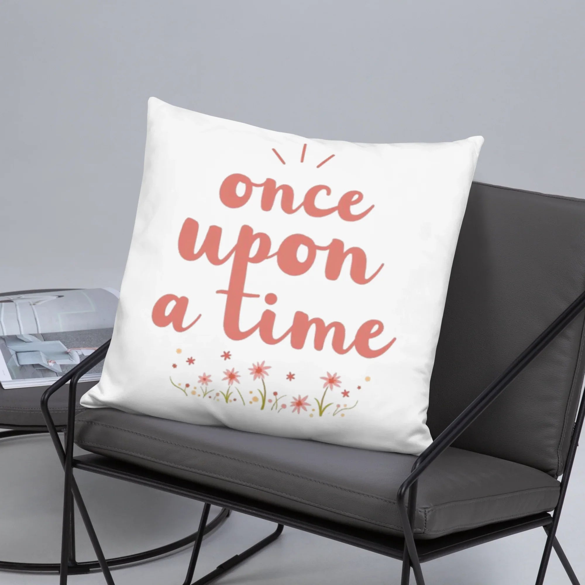 Once Upon a Time Throw Pillow – Whimsical Storybook Quote with Floral Design | Nursery & Reading Nook Decor - RaZits