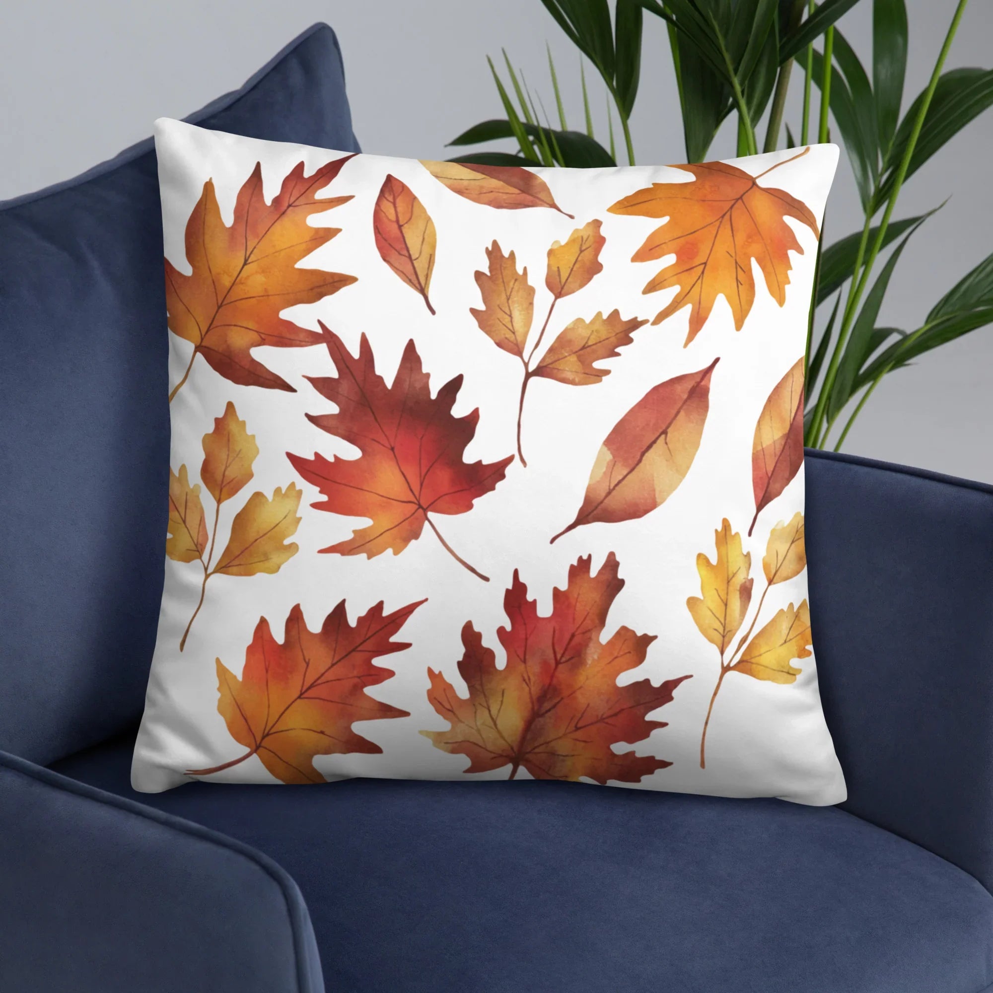 Fall Leaves Throw Pillow – Watercolor Autumn Leaf Print | Cozy Seasonal Cushion for Rustic & Thanksgiving Decor - RaZits