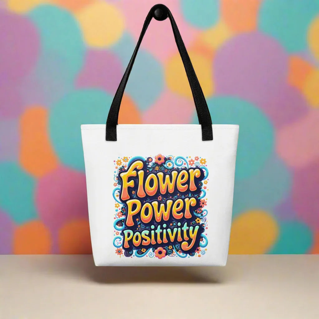 Flower Power Positivity Tote Bag – Psychedelic Floral Energy - RaZits