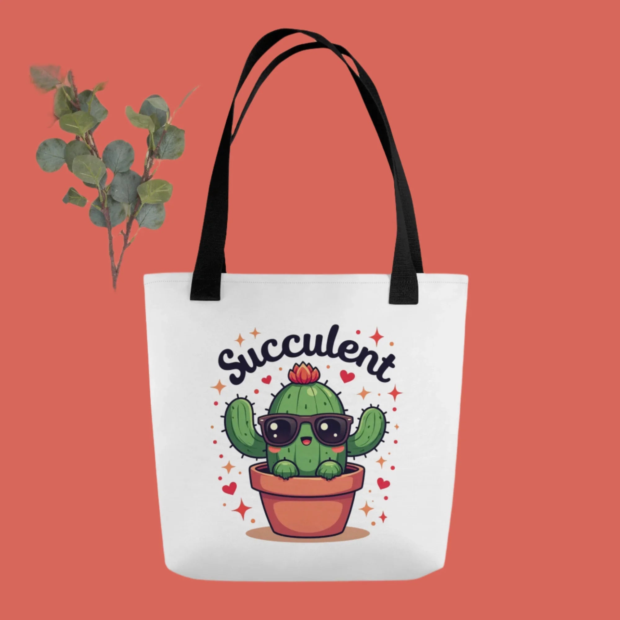 Succulent Tote Bag – Cool Cactus with Sunglasses - RaZits