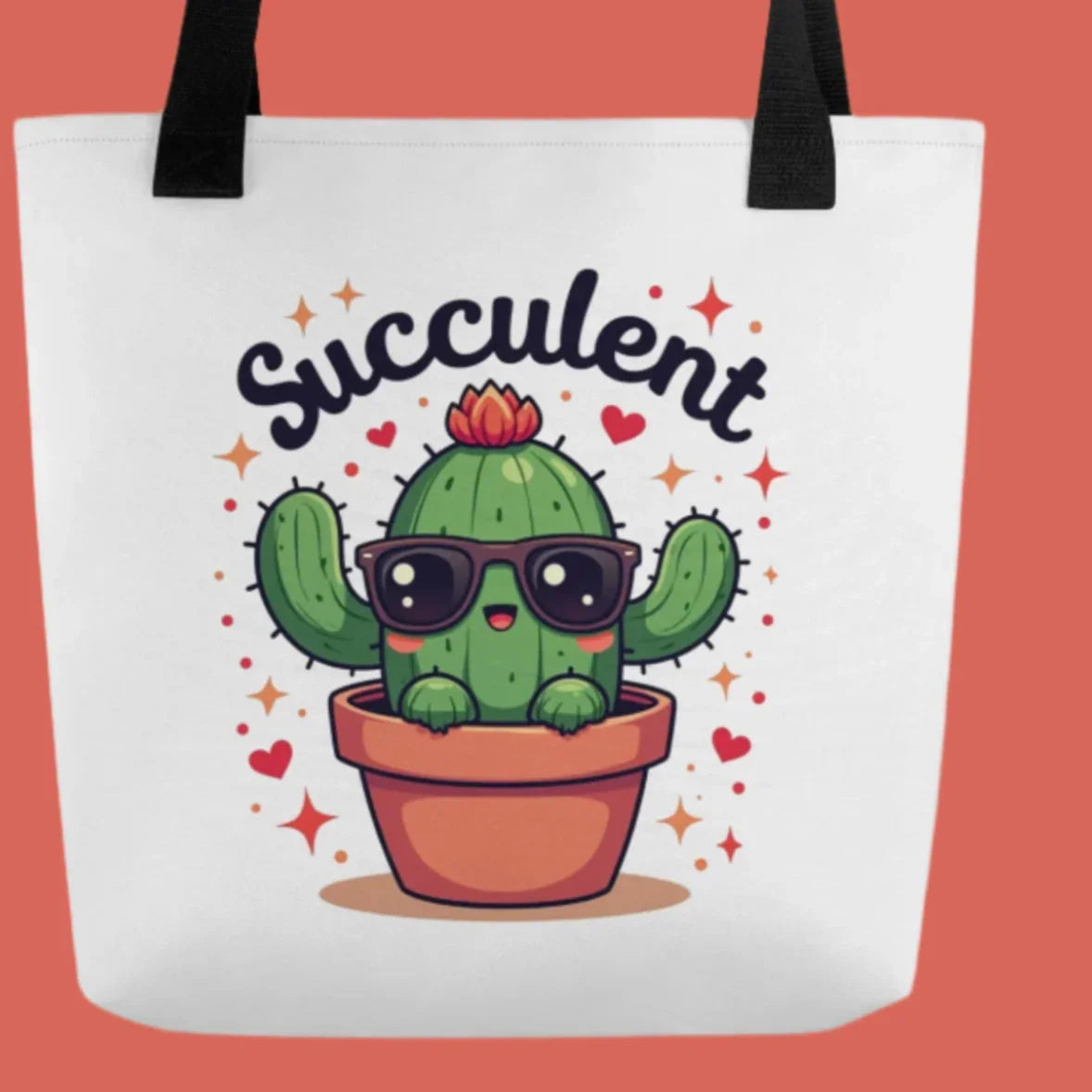 Succulent Tote Bag – Cool Cactus with Sunglasses - RaZits