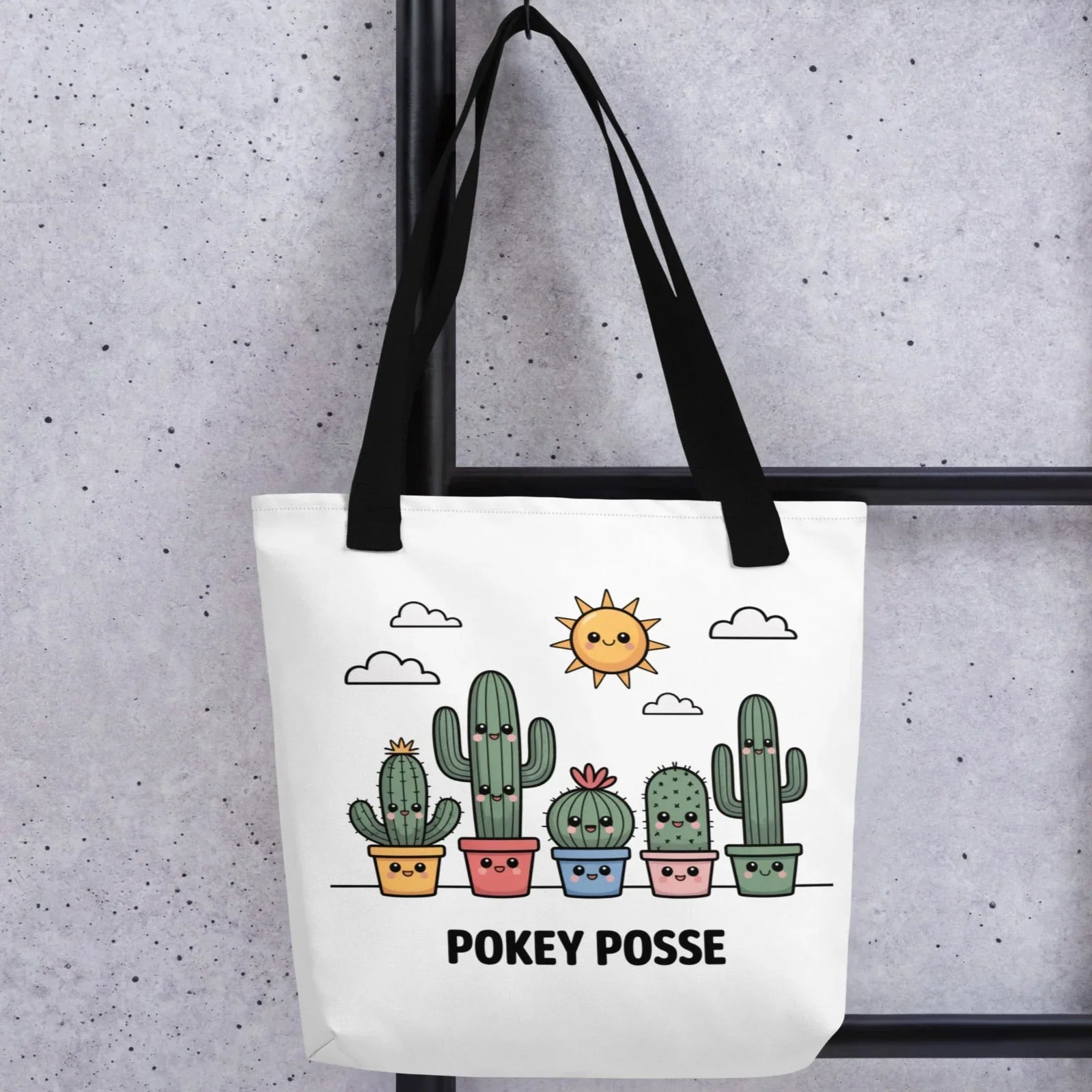 Pokey Posse Tote Bag – Kawaii Cactus Family Lineup - RaZits