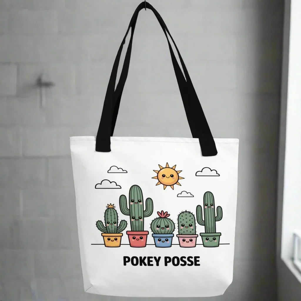 Pokey Posse Tote Bag – Kawaii Cactus Family Lineup - RaZits