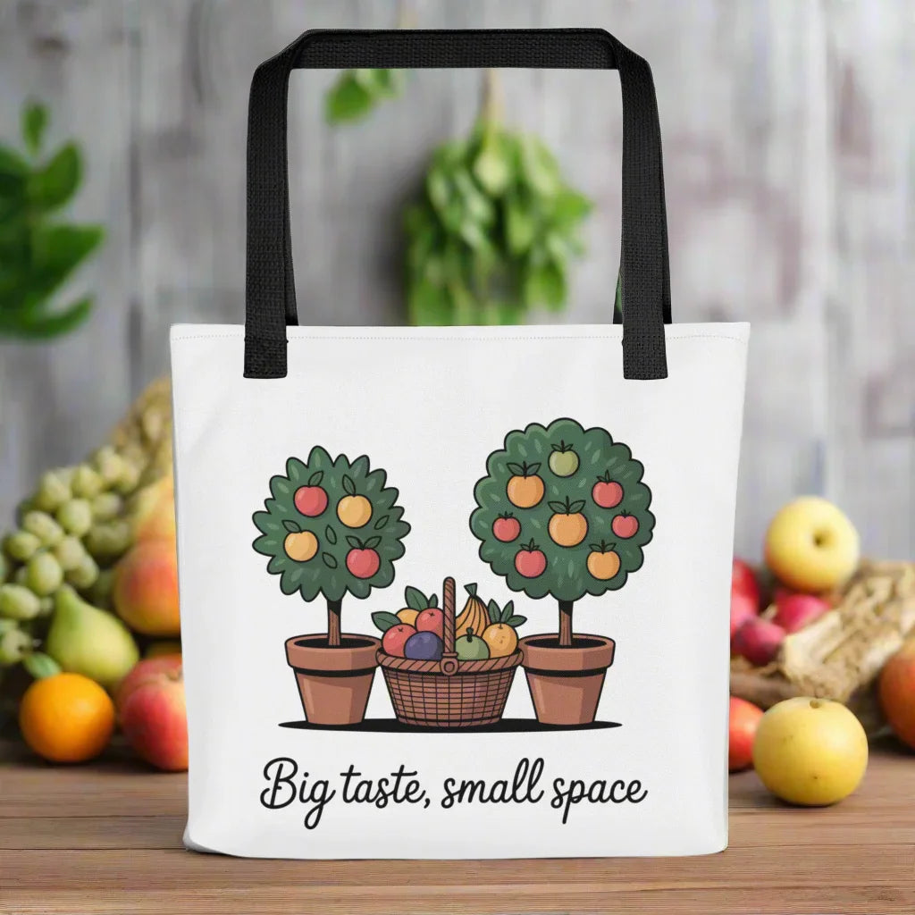 Big Taste Small Space Tote Bag – Potted Fruit Tree Garden Design - RaZits
