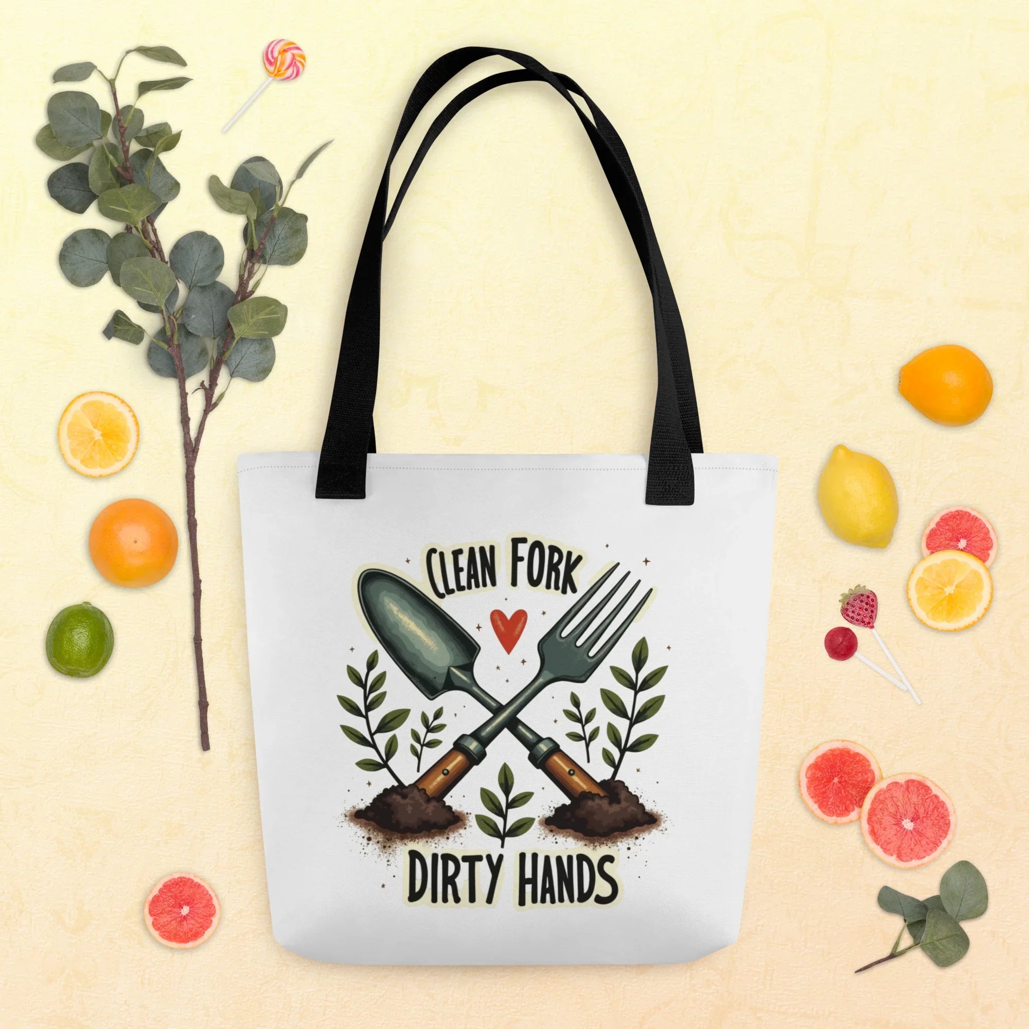 Clean Fork, Dirty Hands Tote Bag – Rustic Garden Lovers Design - RaZits