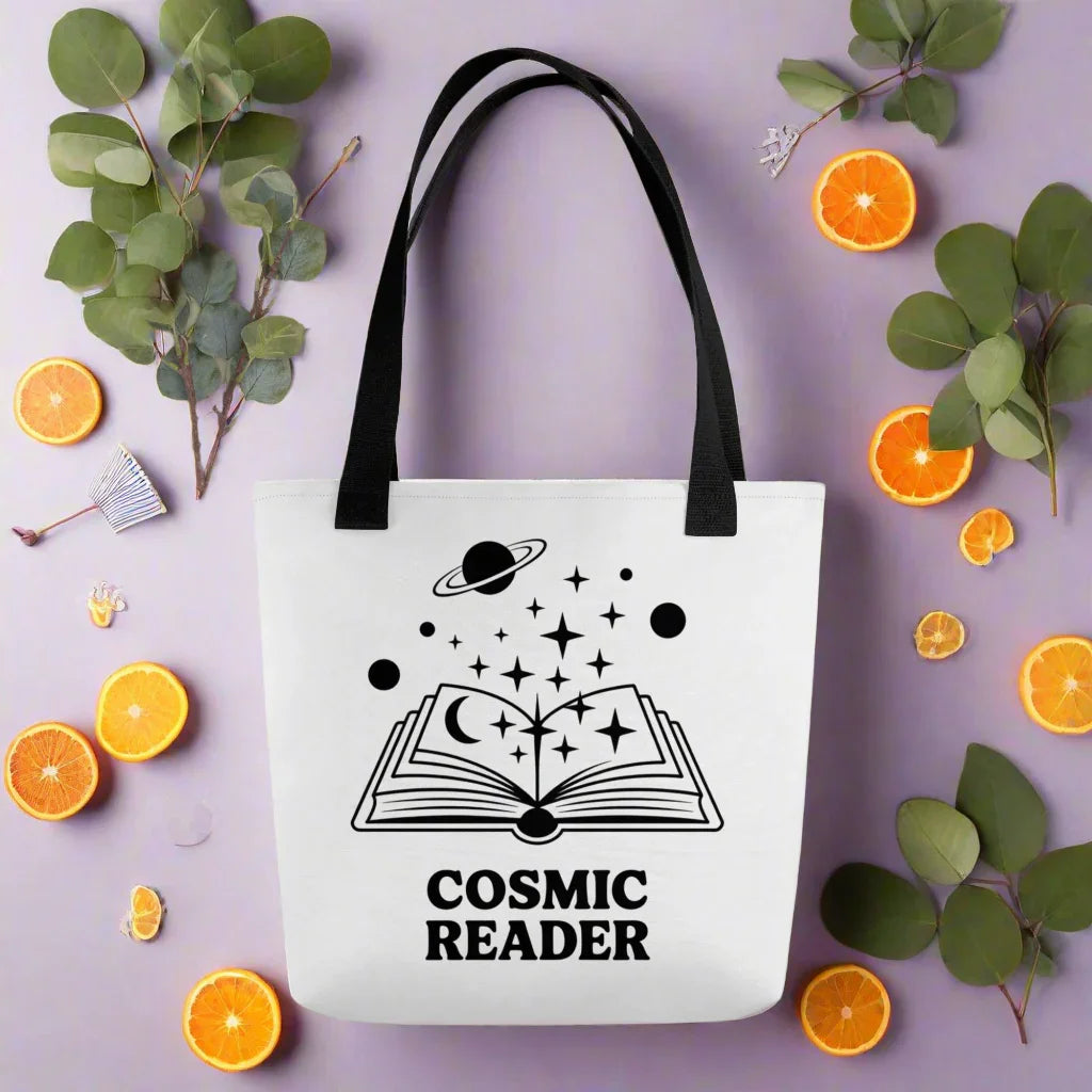 Cosmic Reader Tote Bag – Open Book & Stars - RaZits