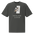 Bird T Shirt in Faded Coal, front view: a chickadee tucking a seed into birch bark above SEED FOR LATER