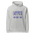 Bird Watching Hoodie in Heather Grey, front view: LAYERED FOR BIRD TIME with a watcher, a chair and binoculars