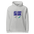 Birder Hoodie in Heather Grey, front view: JUST A BIRD? LOOK AGAIN. above a sparrow and a feather