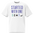 Birding Shirt in Faded White, front view: STARTED WITH ONE above a row of five bird feeders