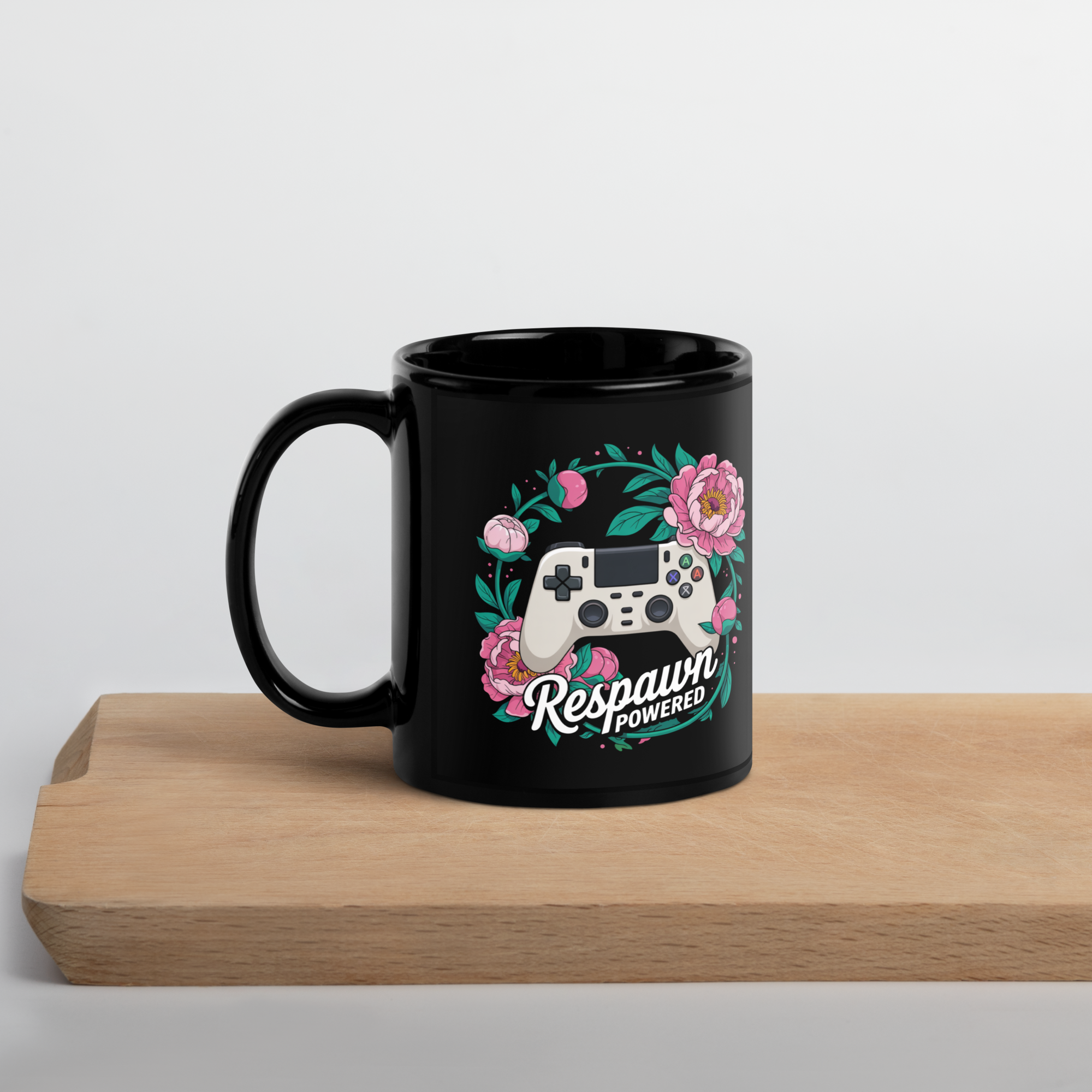 Respawn Powered Gamer Mug – Floral Controller Design for Girl Gamers.