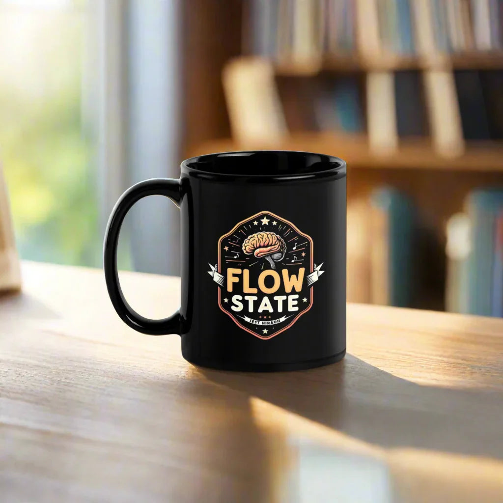 Flow State – Ceramic Glossy Black Mug - RaZits
