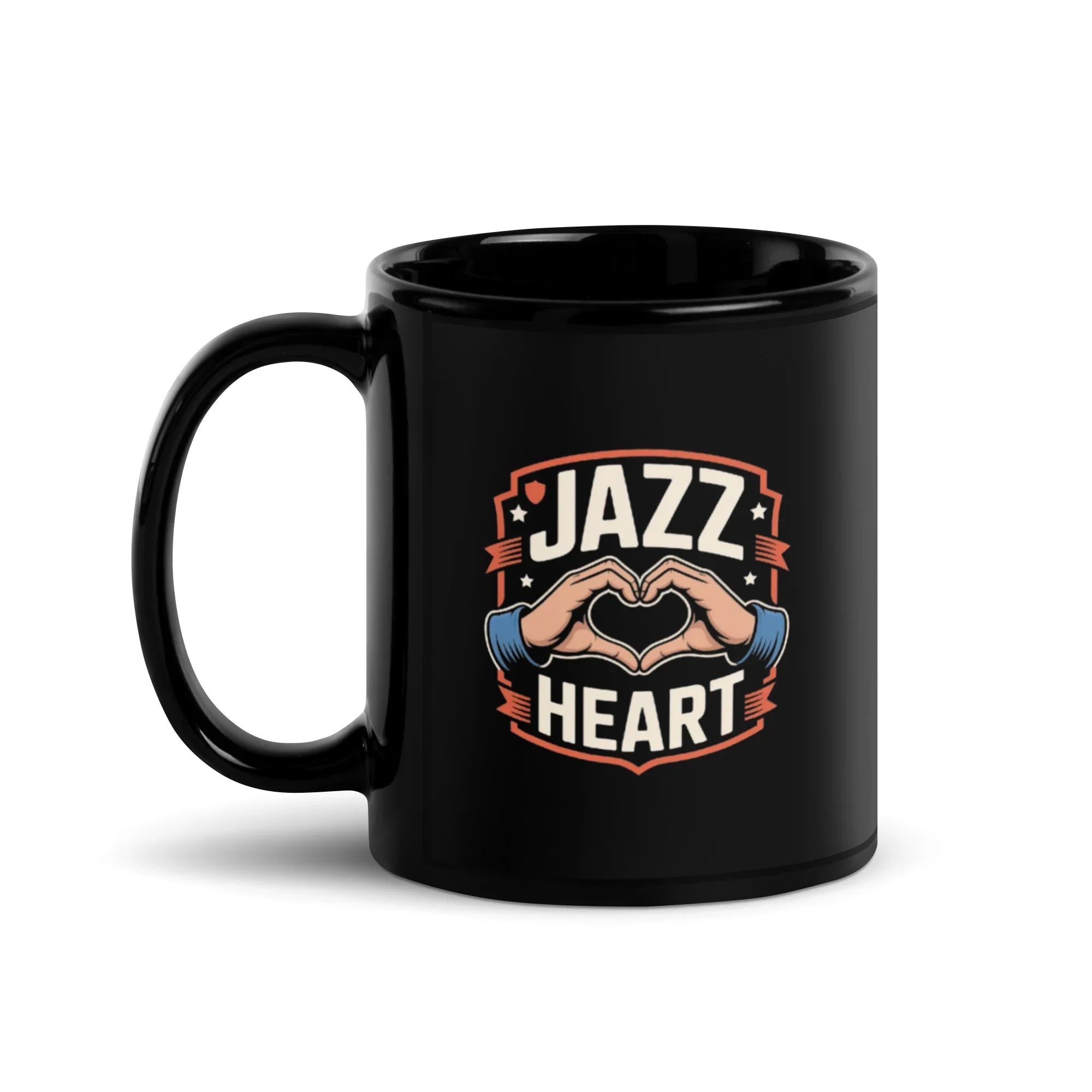 Jazz Heart – Ceramic Glossy Black Mug - RaZits
