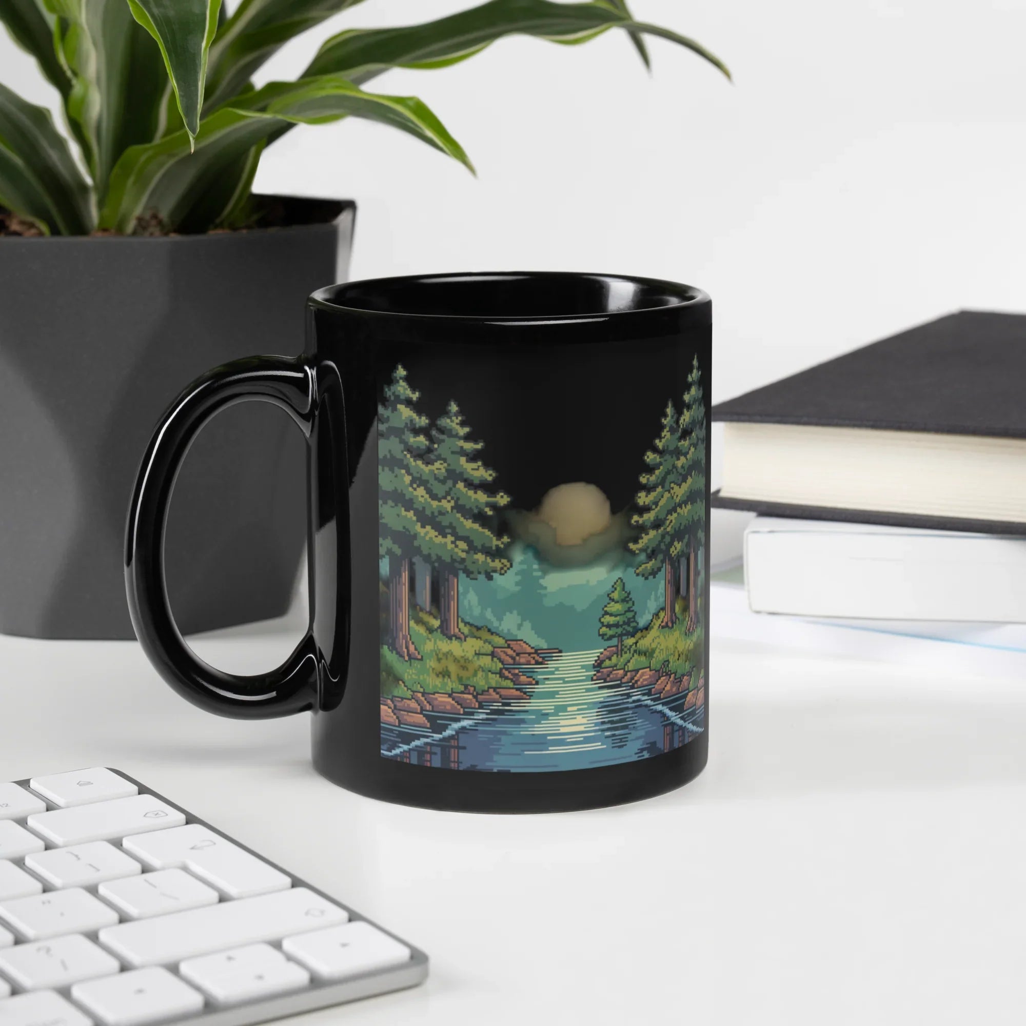 Pixel Forest Sunrise Mug – Retro Nature Scene for Cozy Gamers - RaZits