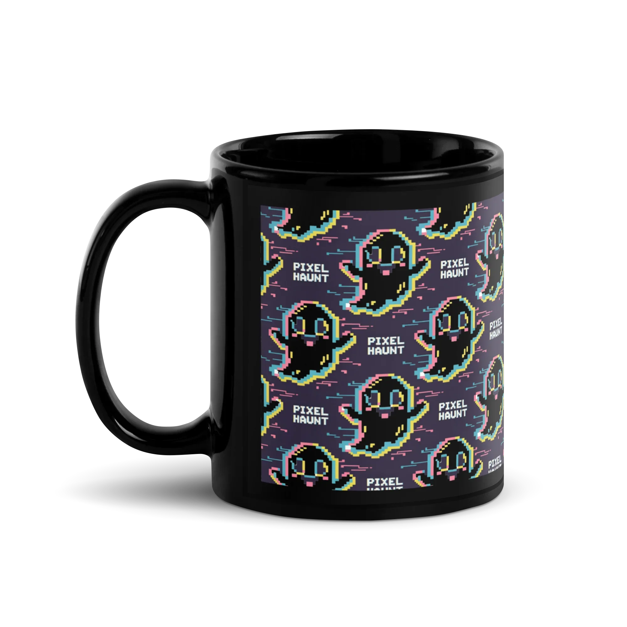 Pixel Haunt Ghost Mug – Retro Gamer Halloween Pixel Art Design - RaZits