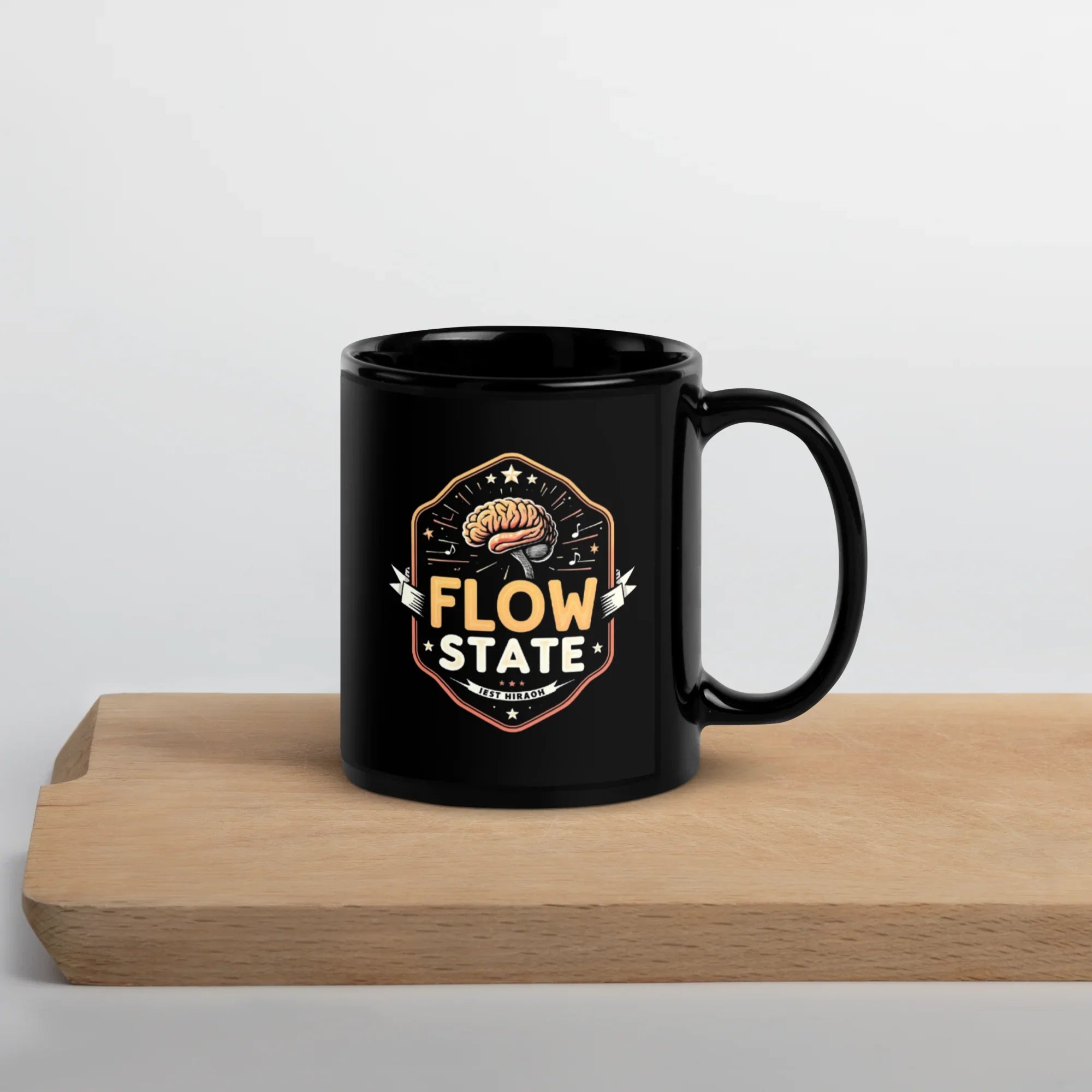 Flow State – Ceramic Glossy Black Mug - RaZits