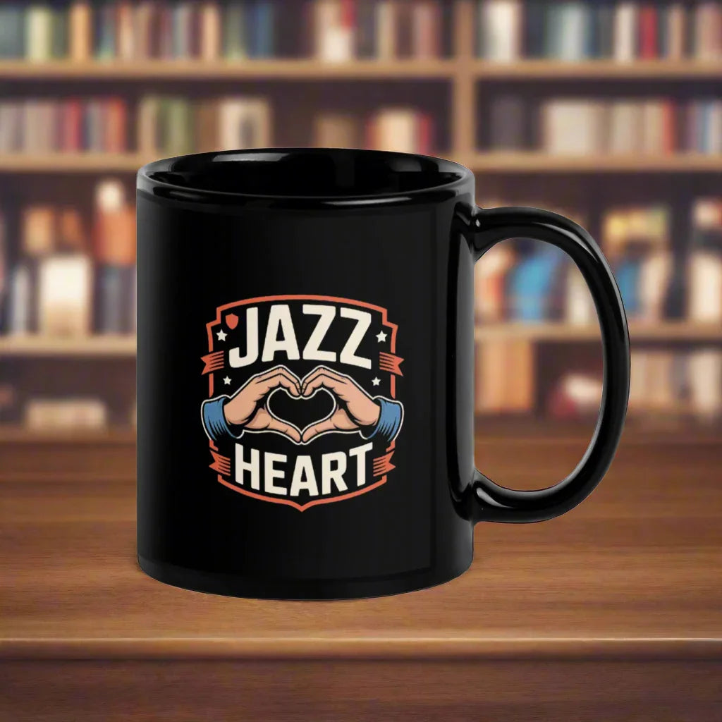 Jazz Heart – Ceramic Glossy Black Mug - RaZits