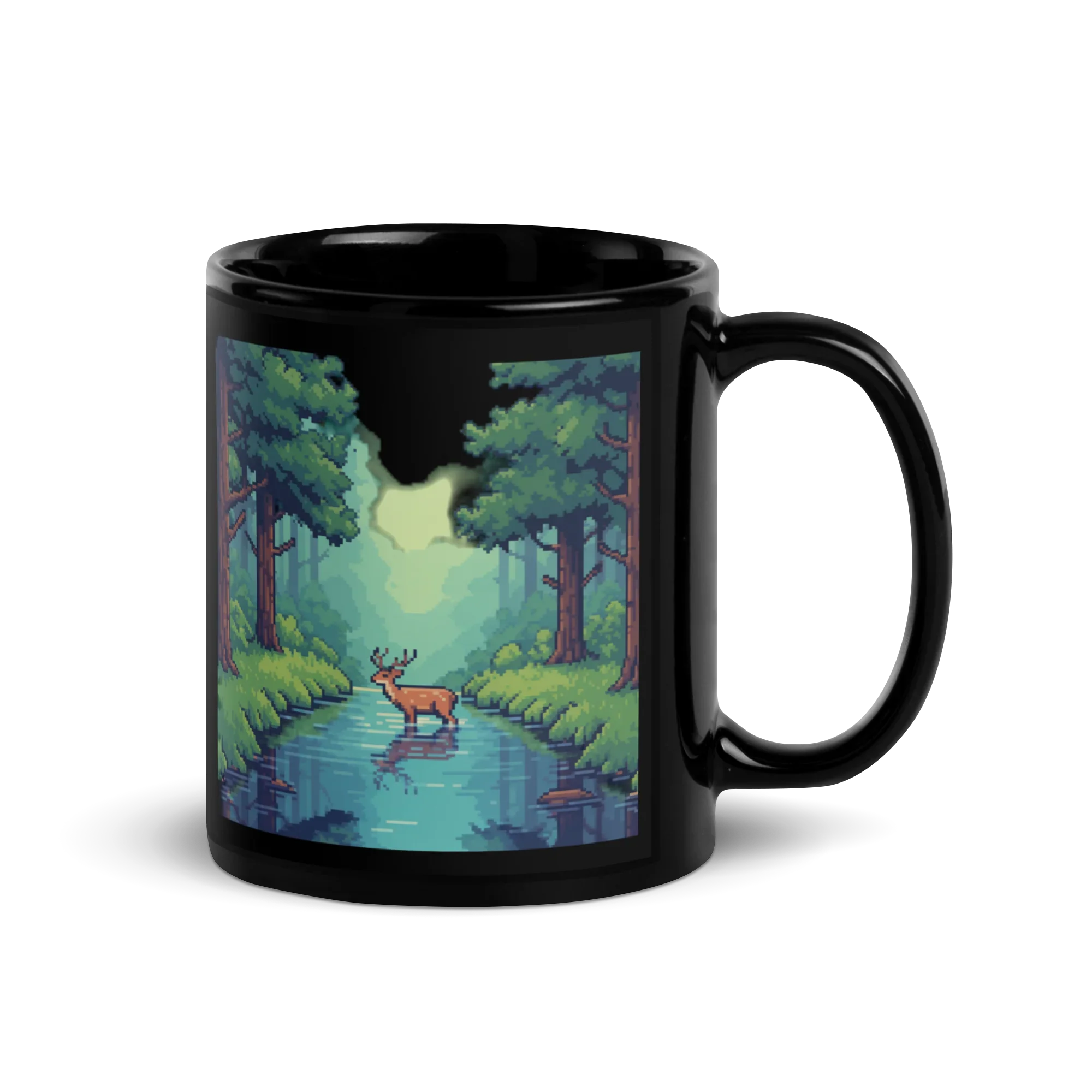 Tranquil Pixel Grove Mug – Retro Forest Scene for Nature-Loving Gamers - RaZits