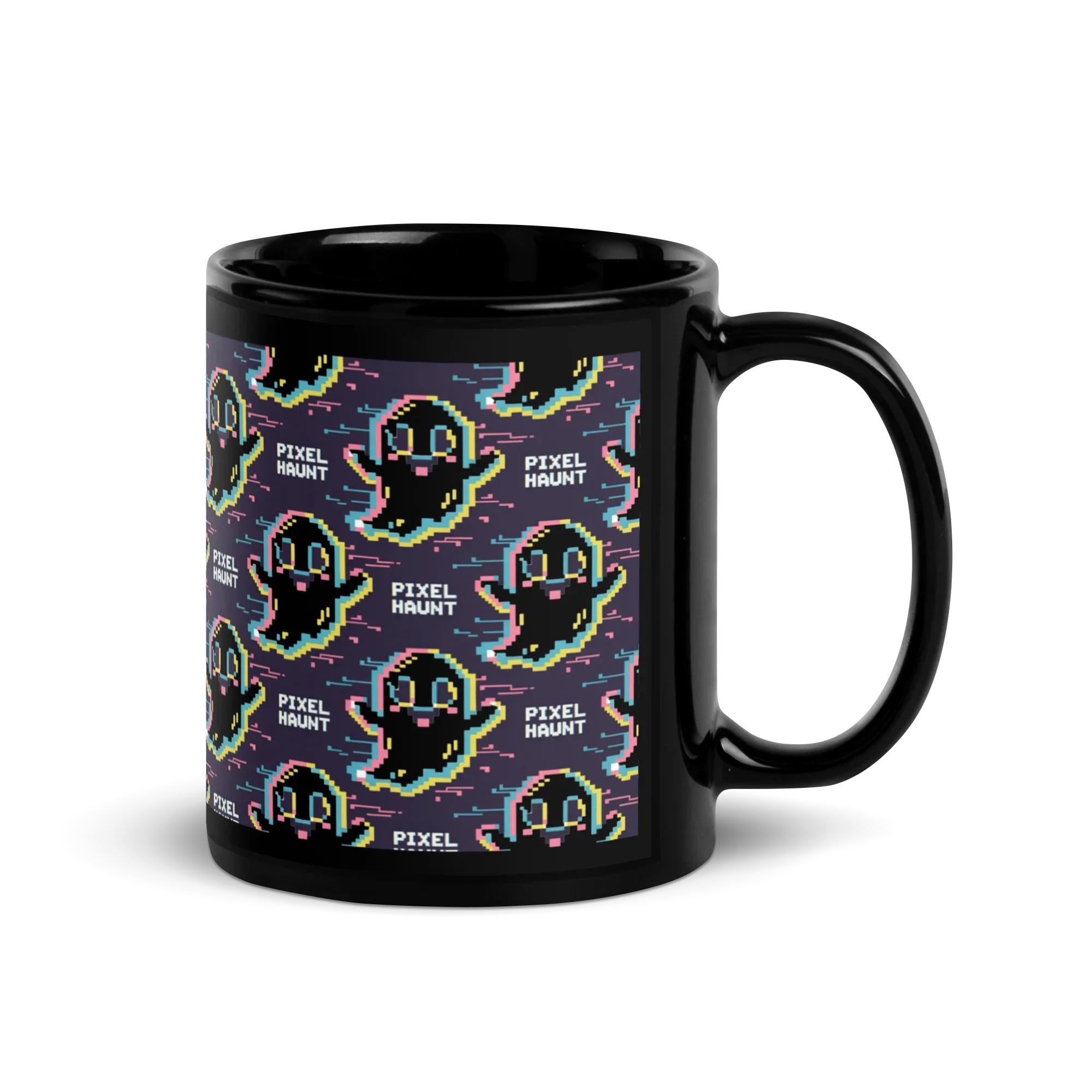 Pixel Haunt Ghost Mug – Retro Gamer Halloween Pixel Art Design - RaZits