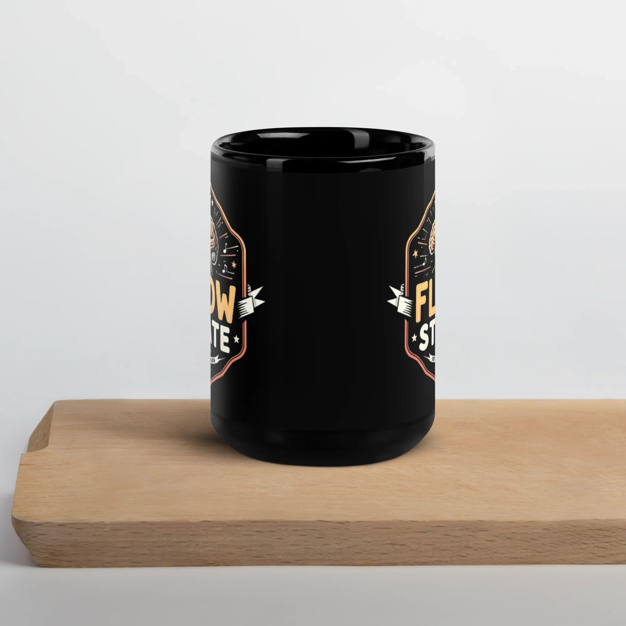 Flow State – Ceramic Glossy Black Mug - RaZits